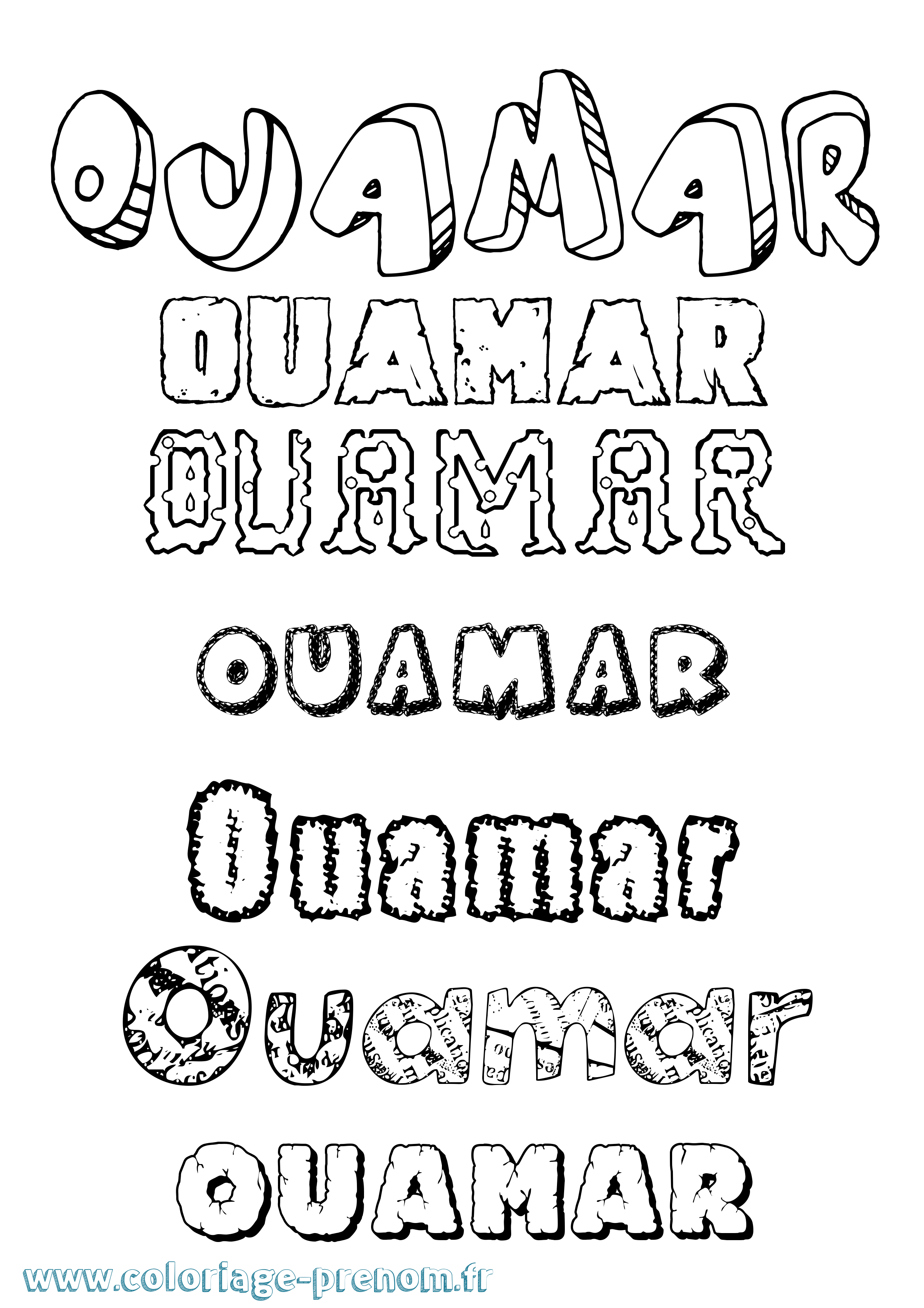 Coloriage Ouamar Destructuré Coloriage prénom Ouamar Destructuré