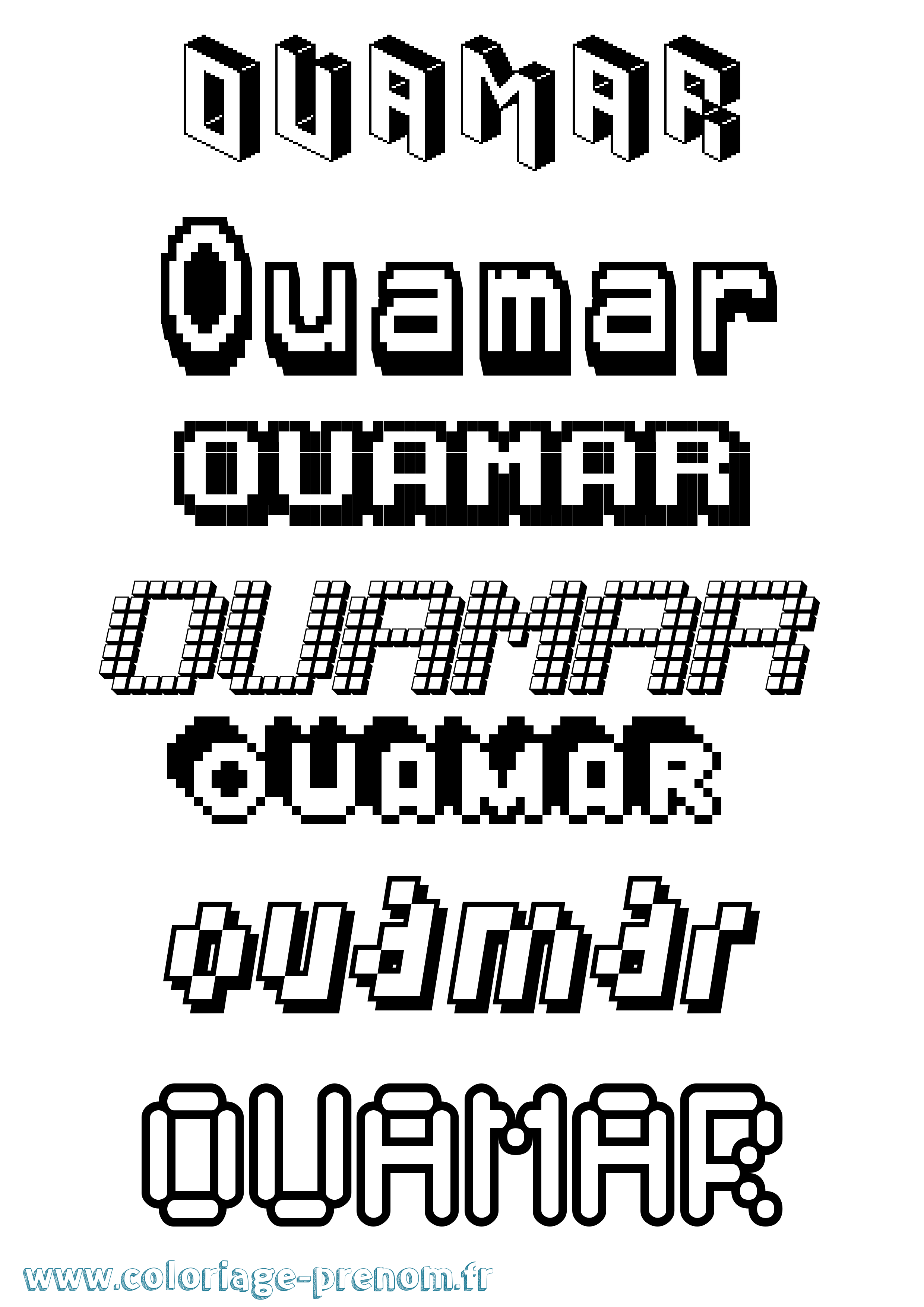 Coloriage Ouamar Pixel Coloriage prénom Ouamar Pixel