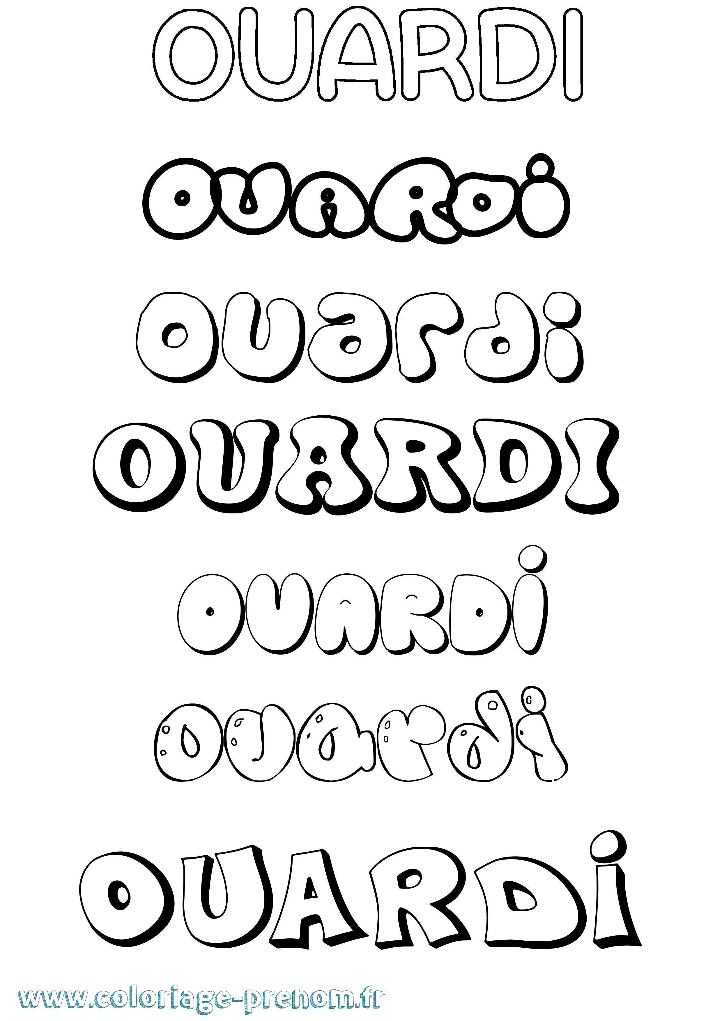 Coloriage Ouardi Bubble Coloriage prénom Ouardi Bubble