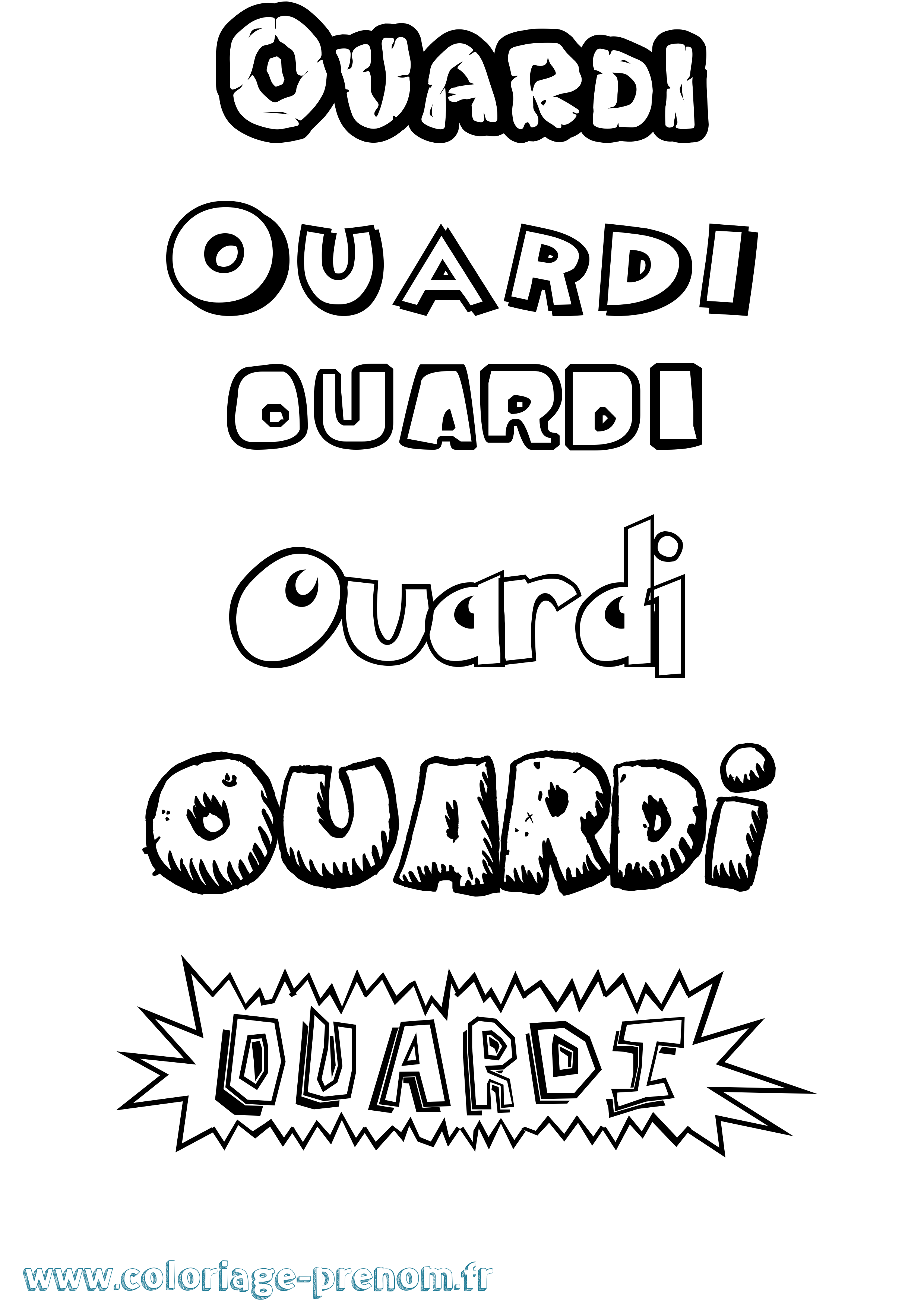 Coloriage Ouardi Dessin Animé Coloriage prénom Ouardi Dessin Animé