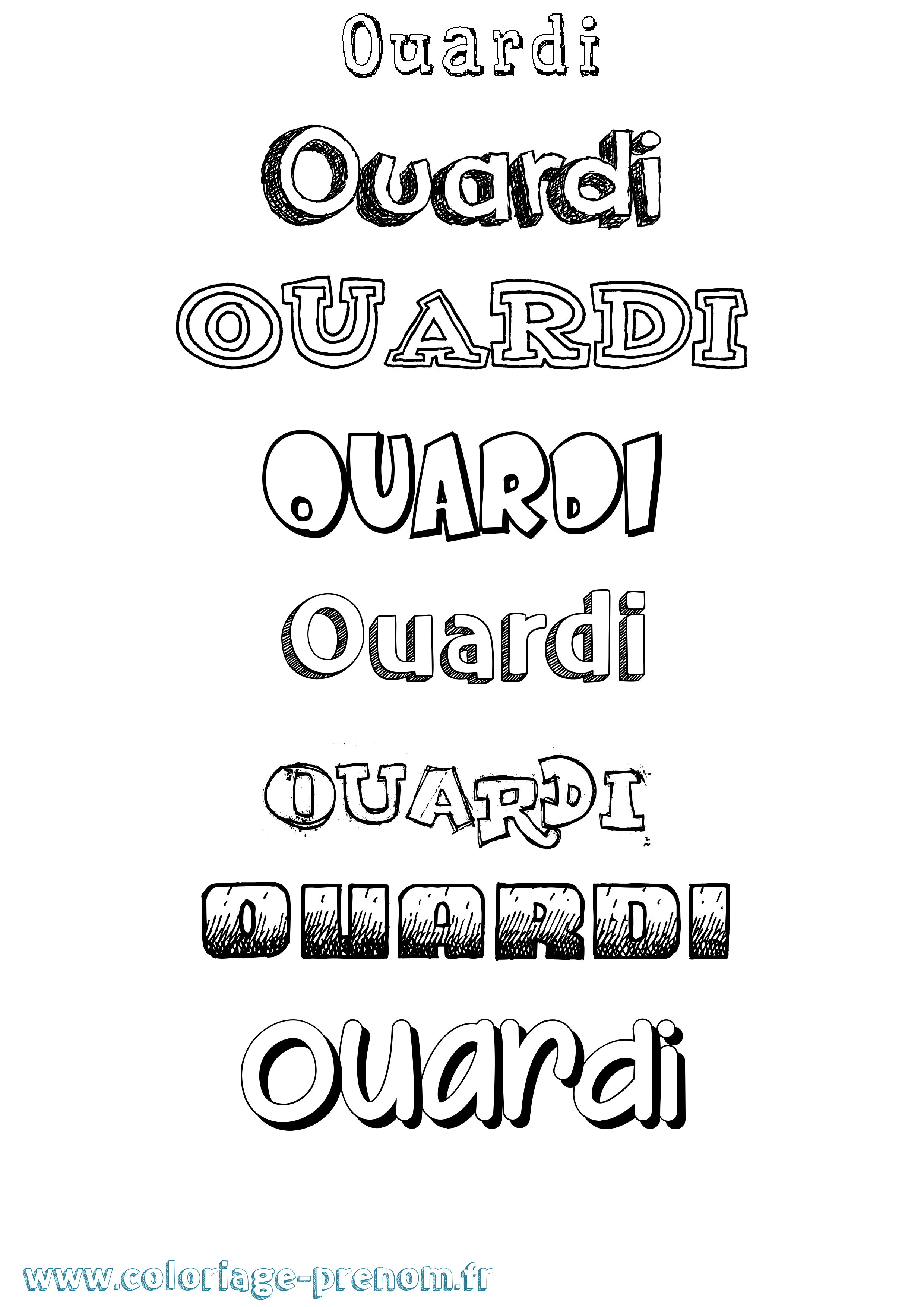 Coloriage Ouardi Dessiné Coloriage prénom Ouardi Dessiné