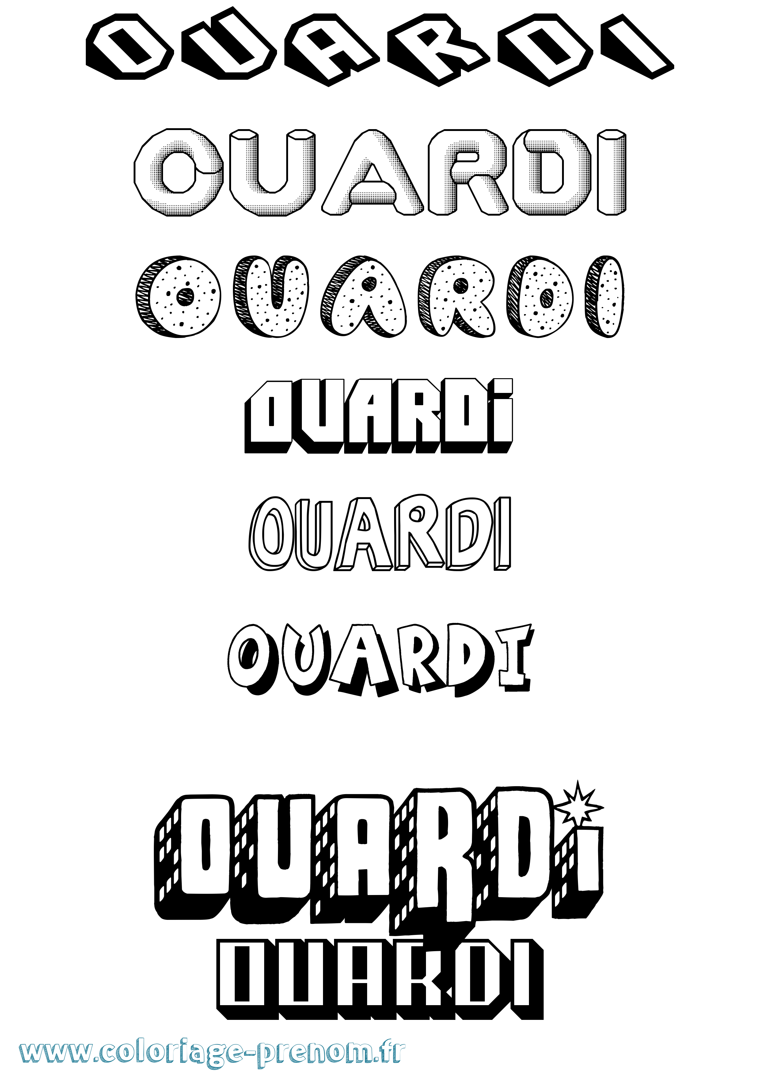 Coloriage Ouardi Effet 3D Coloriage prénom Ouardi Effet 3D
