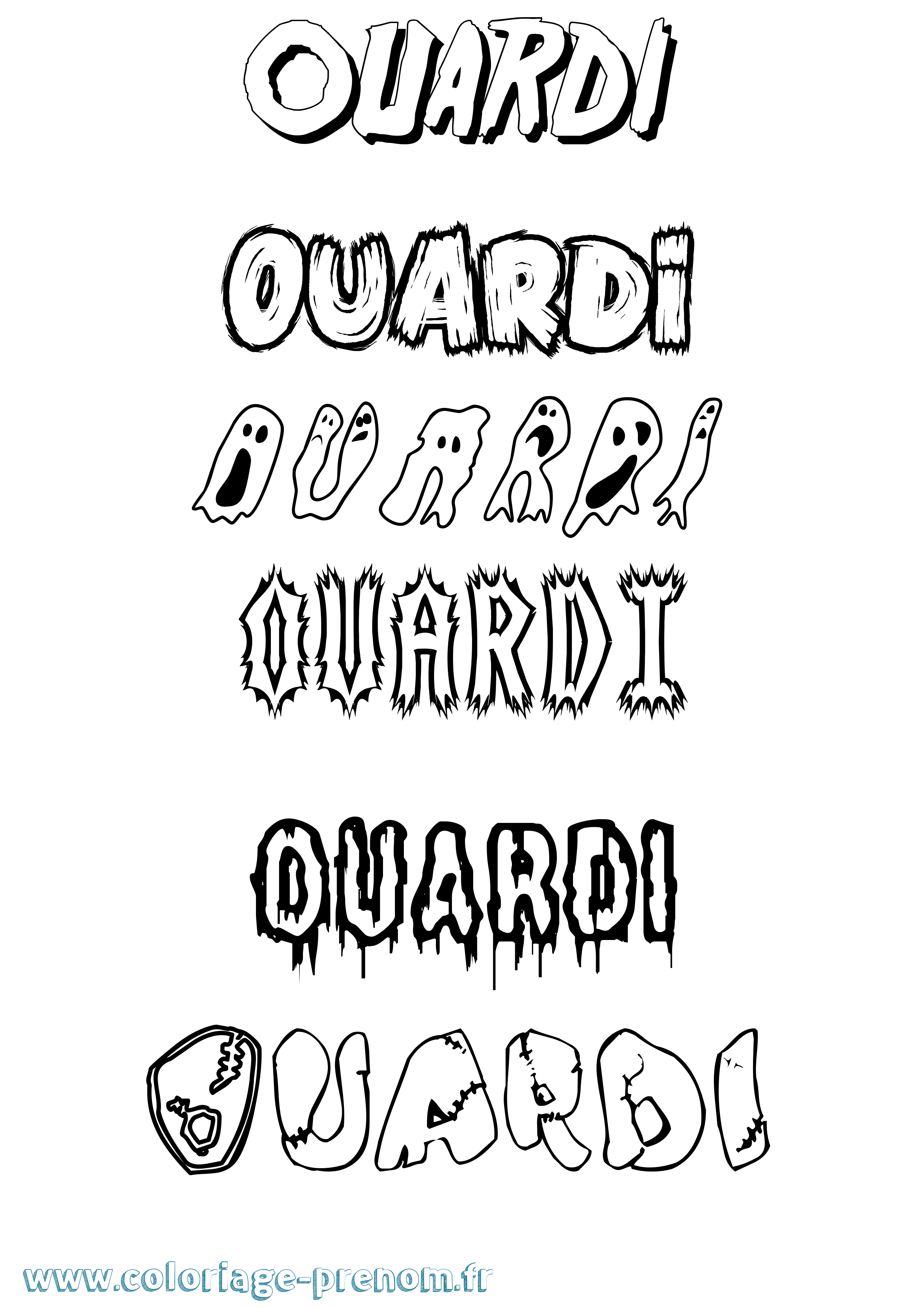 Coloriage Ouardi Frisson Coloriage prénom Ouardi Frisson