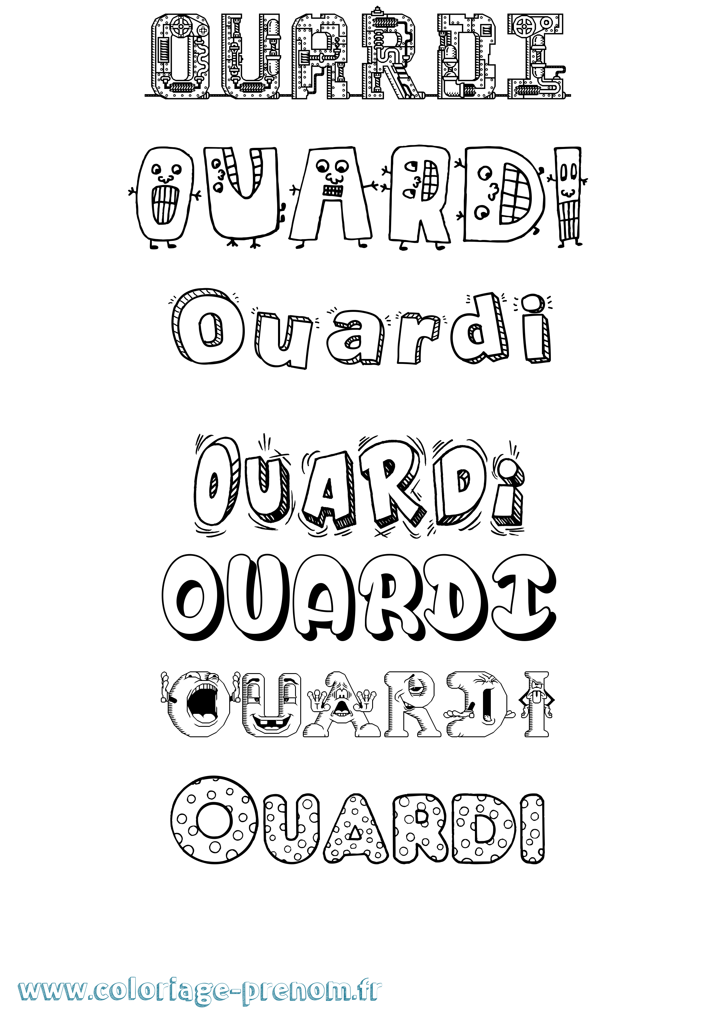 Coloriage Ouardi Fun Coloriage prénom Ouardi Fun