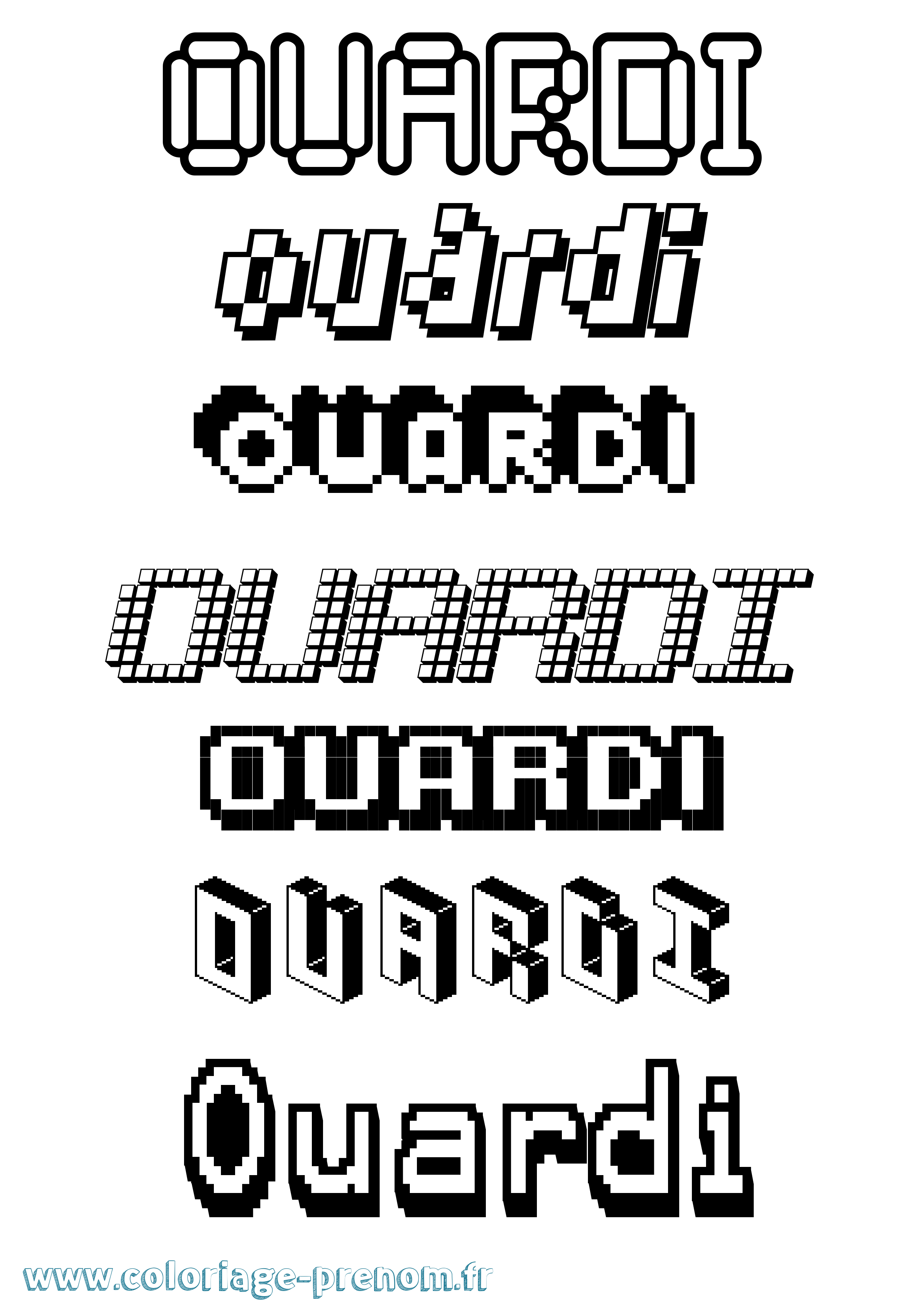 Coloriage Ouardi Pixel Coloriage prénom Ouardi Pixel