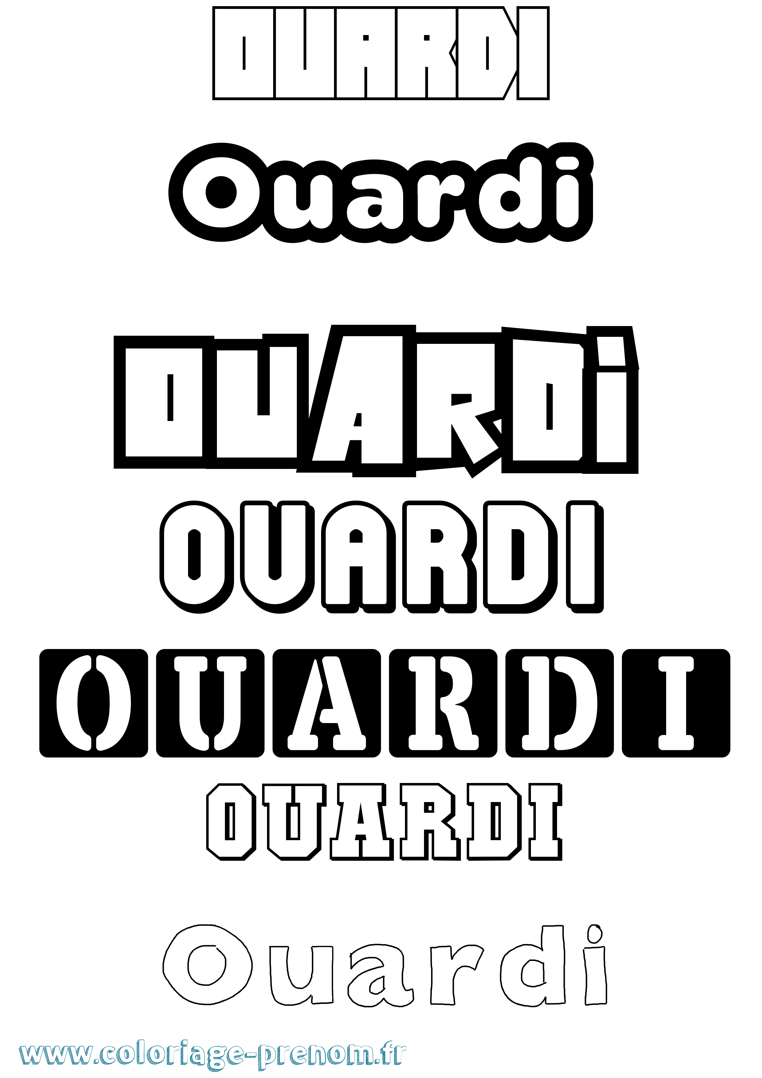 Coloriage Ouardi Simple Coloriage prénom Ouardi Simple