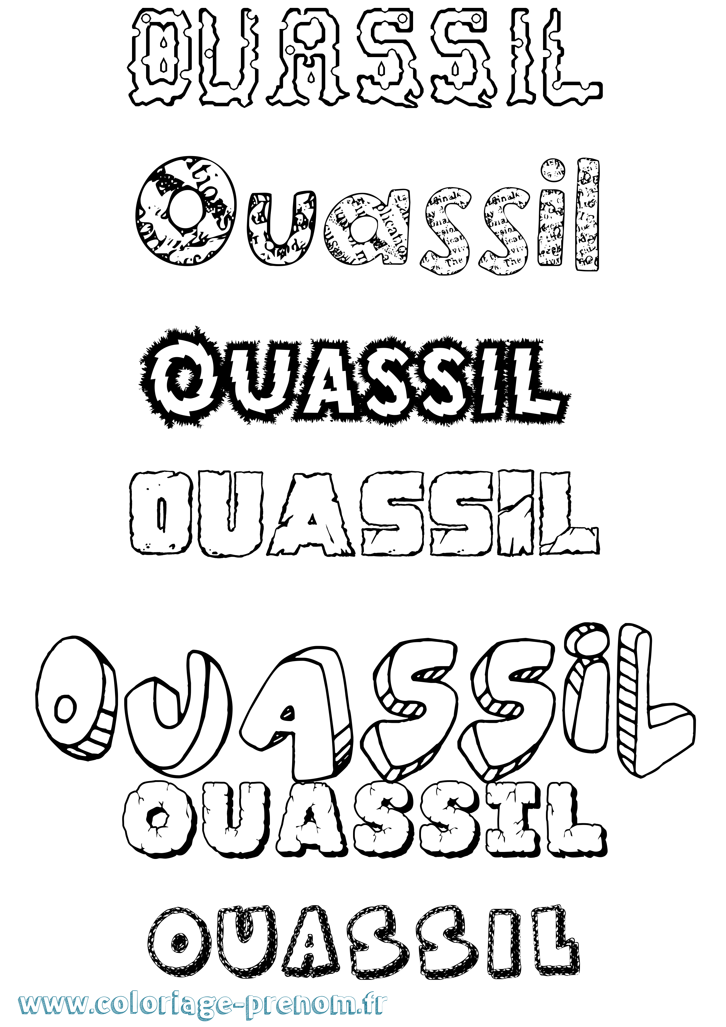 Coloriage Ouassil Destructuré Coloriage prénom Ouassil Destructuré