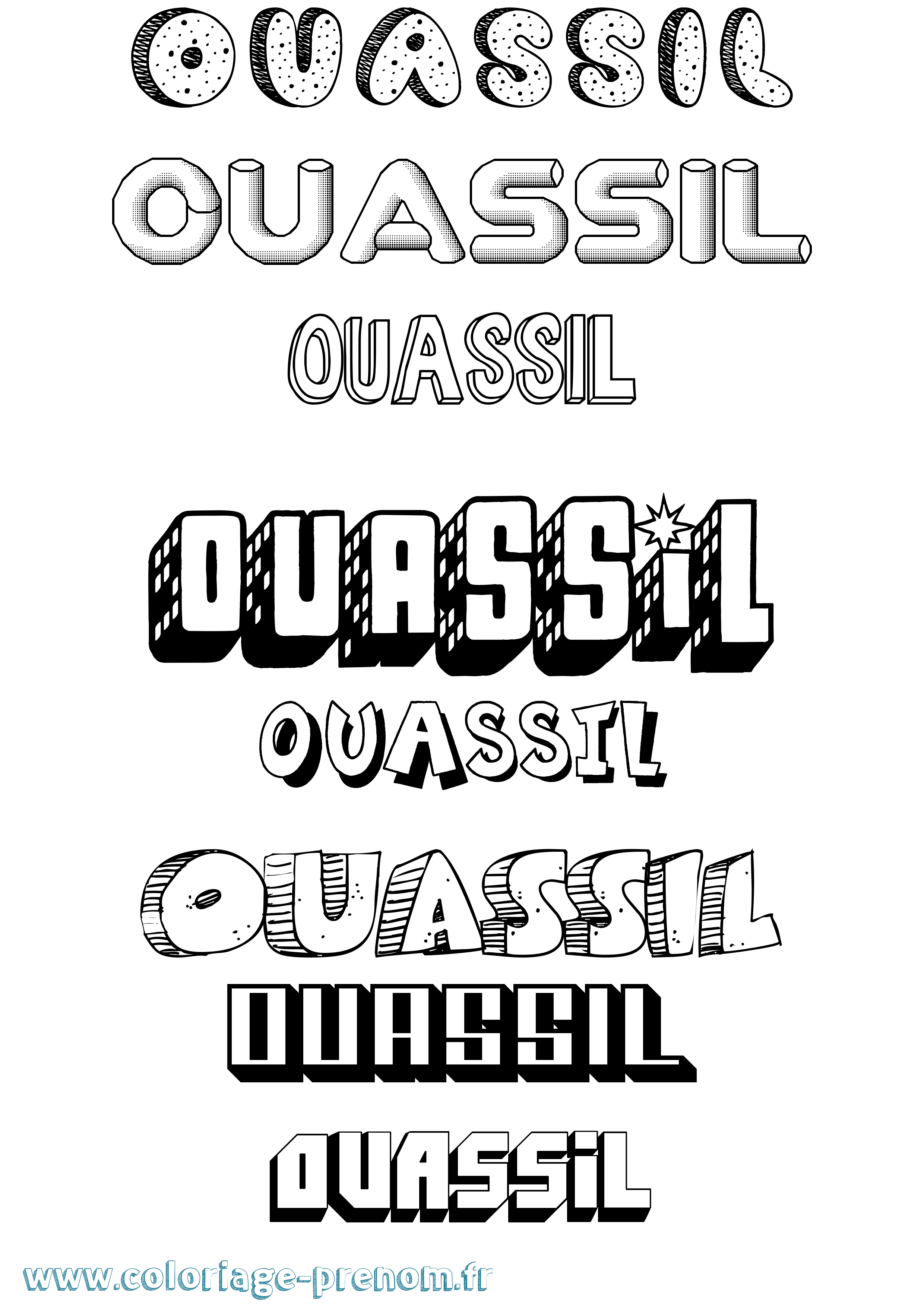 Coloriage Ouassil Effet 3D Coloriage prénom Ouassil Effet 3D