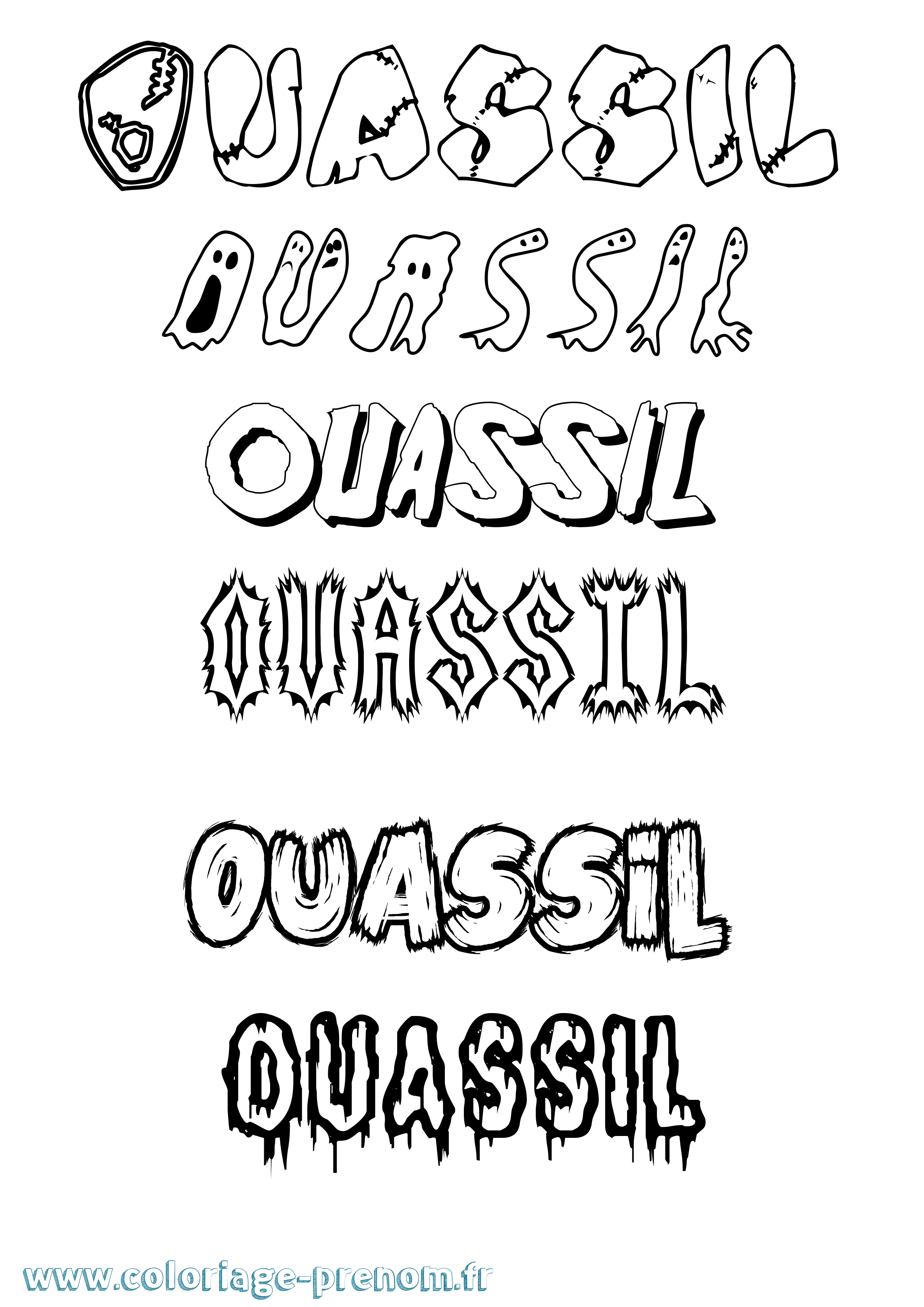 Coloriage Ouassil Frisson Coloriage prénom Ouassil Frisson