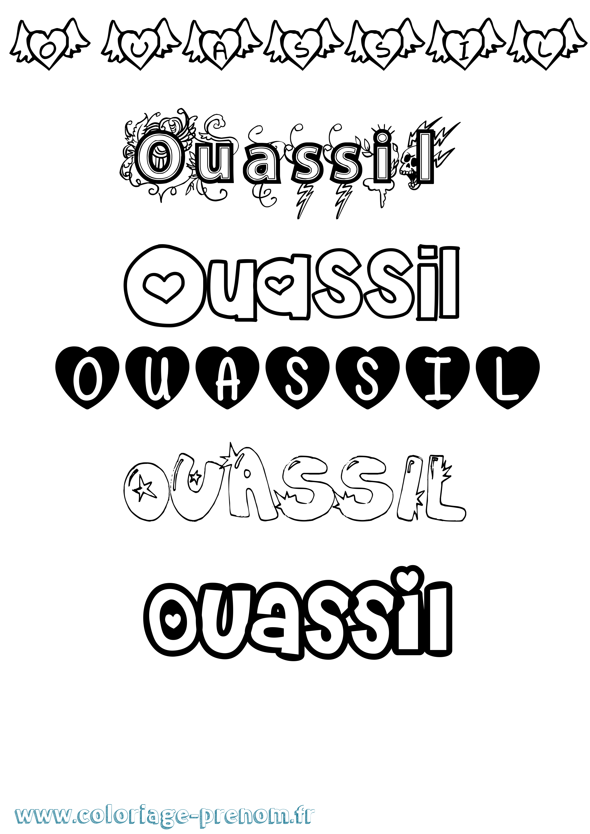 Coloriage Ouassil Girly Coloriage prénom Ouassil Girly