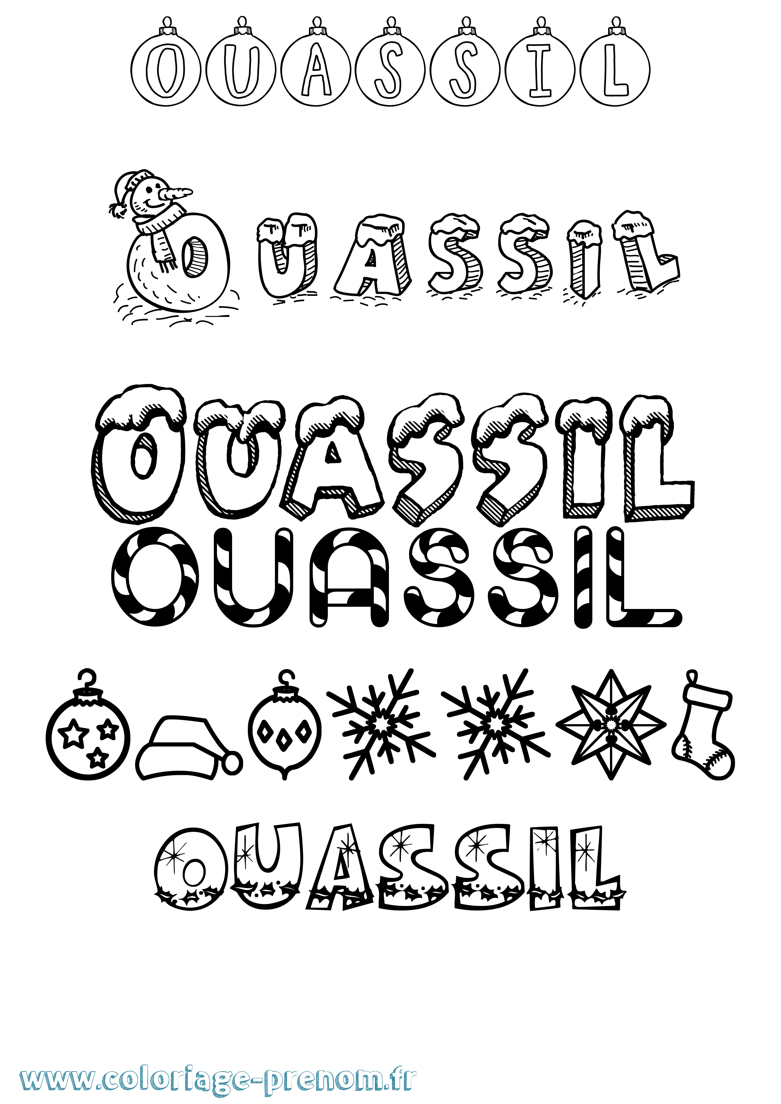 Coloriage Ouassil Noël Coloriage prénom Ouassil Noël