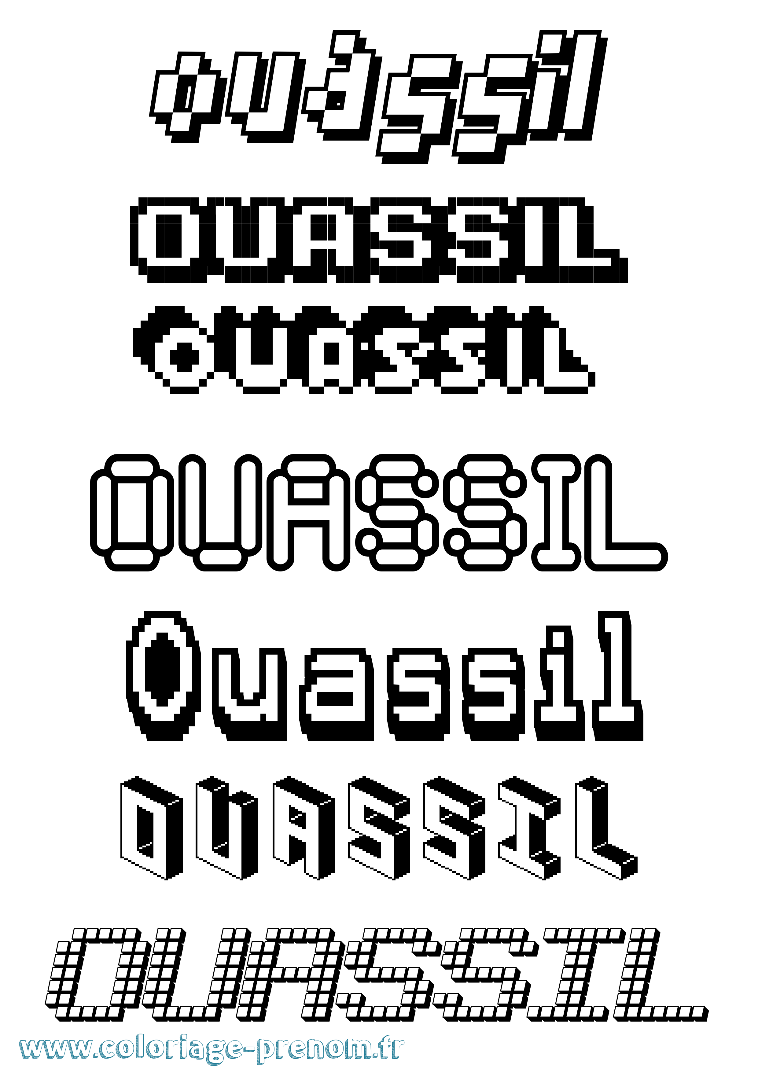Coloriage Ouassil Pixel Coloriage prénom Ouassil Pixel