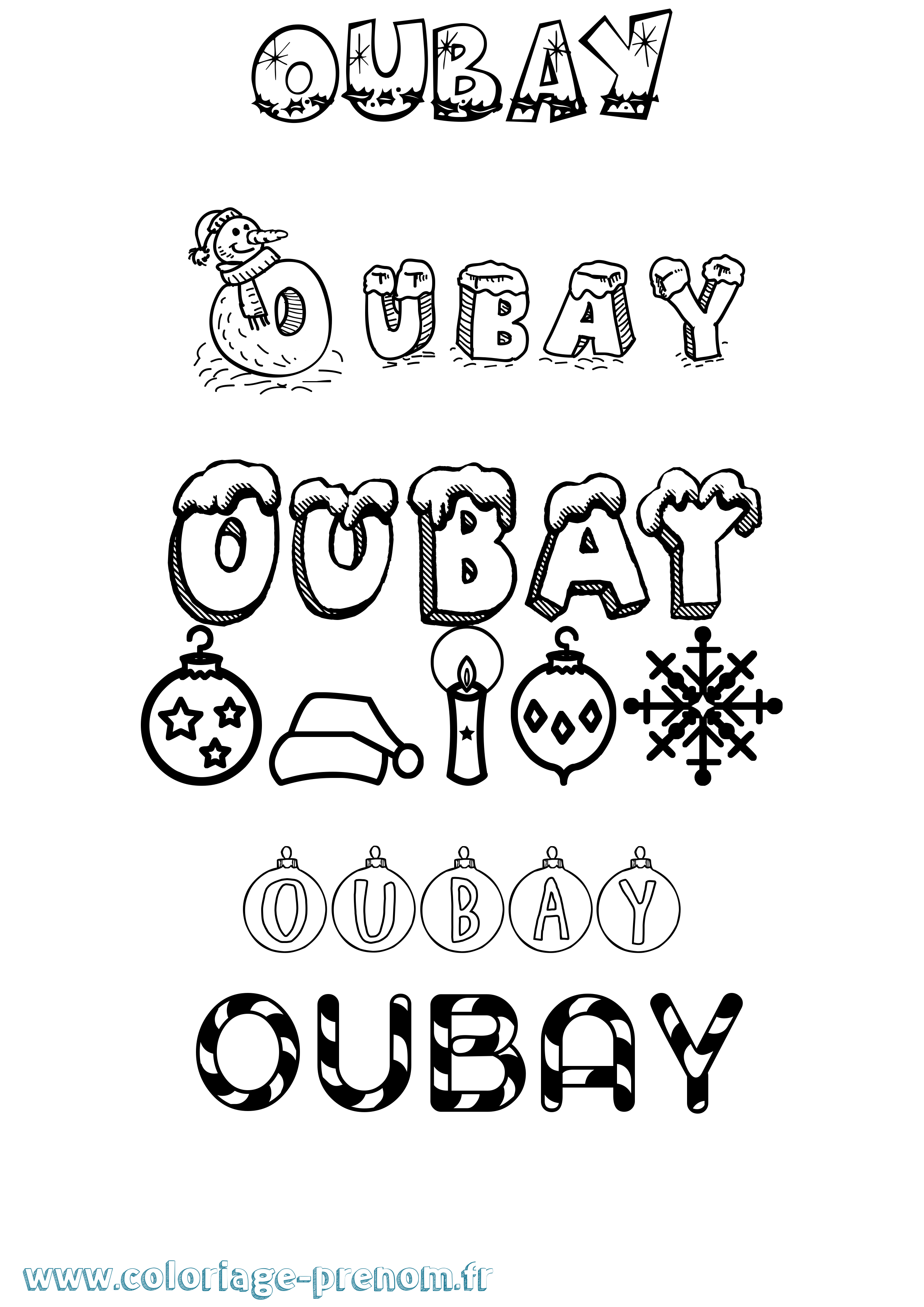 Coloriage Oubay Noël Coloriage prénom Oubay Noël