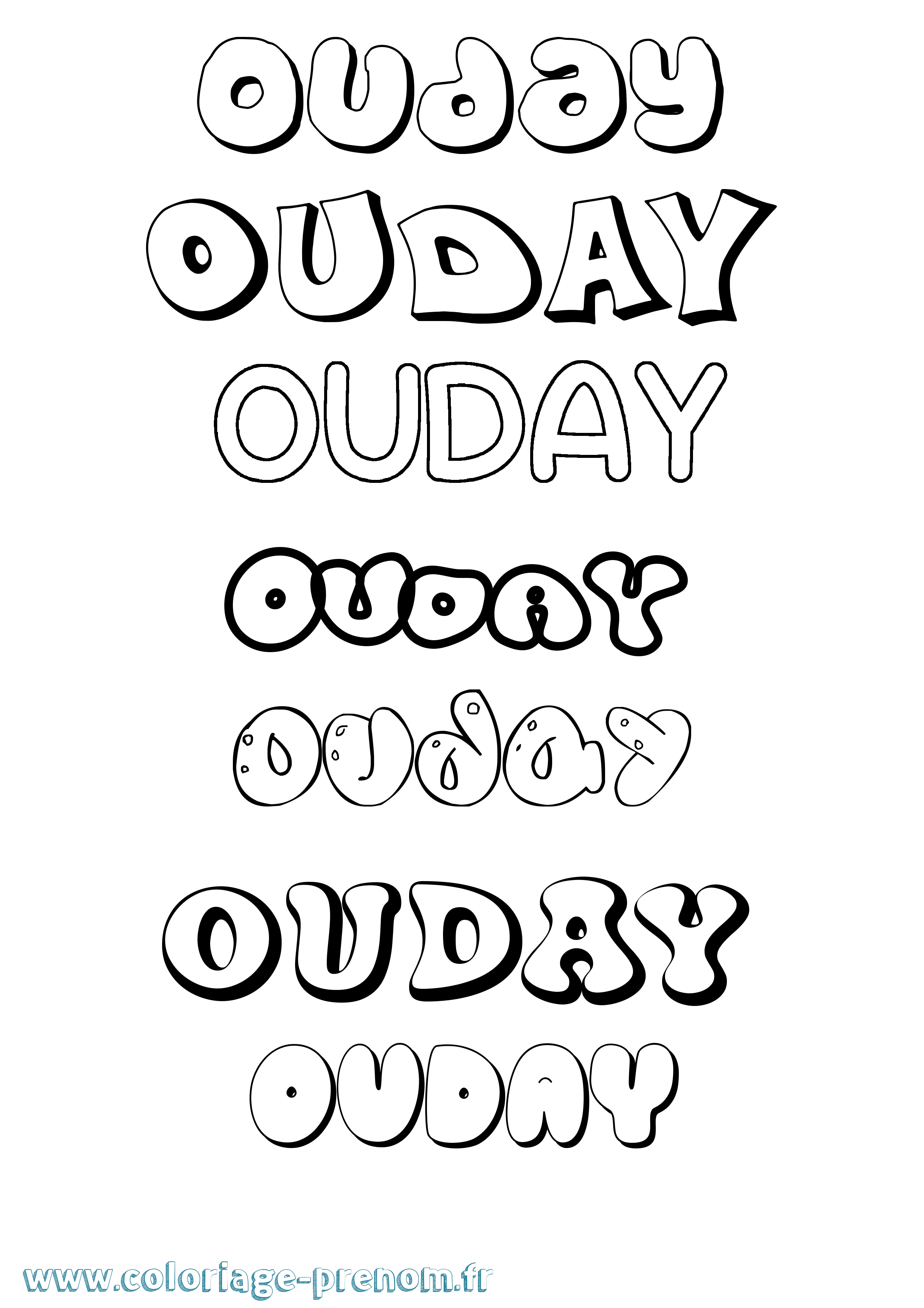 Coloriage Ouday Bubble Coloriage prénom Ouday Bubble