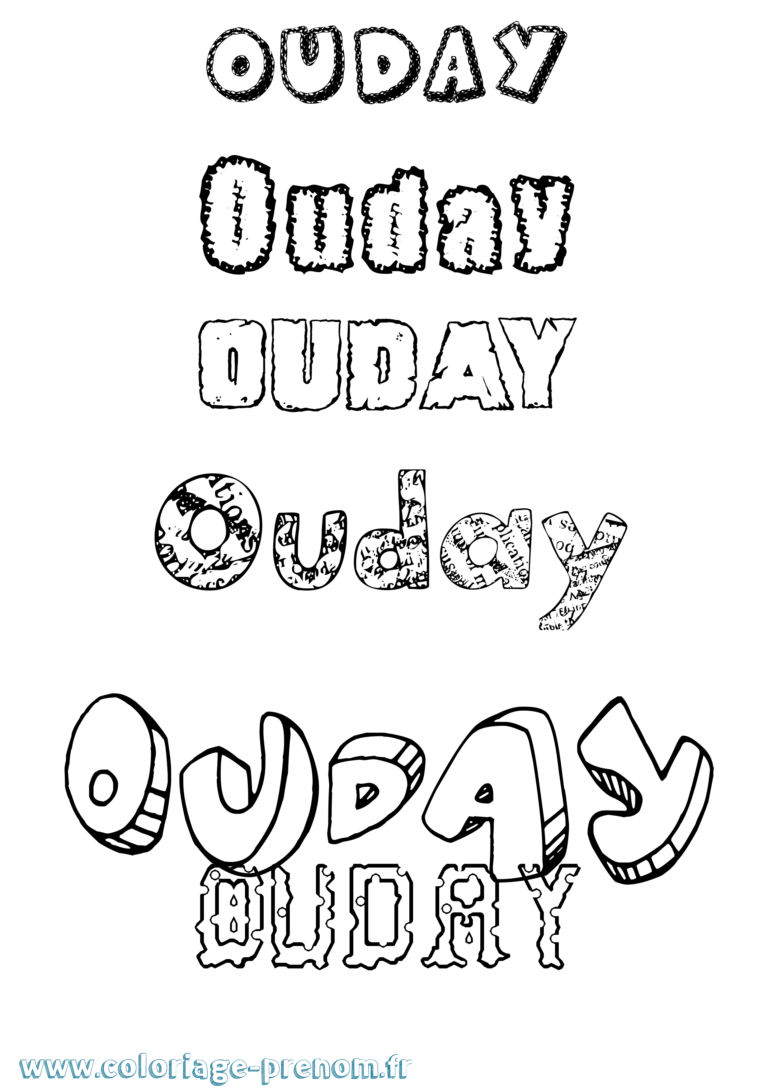 Coloriage Ouday Destructuré Coloriage prénom Ouday Destructuré