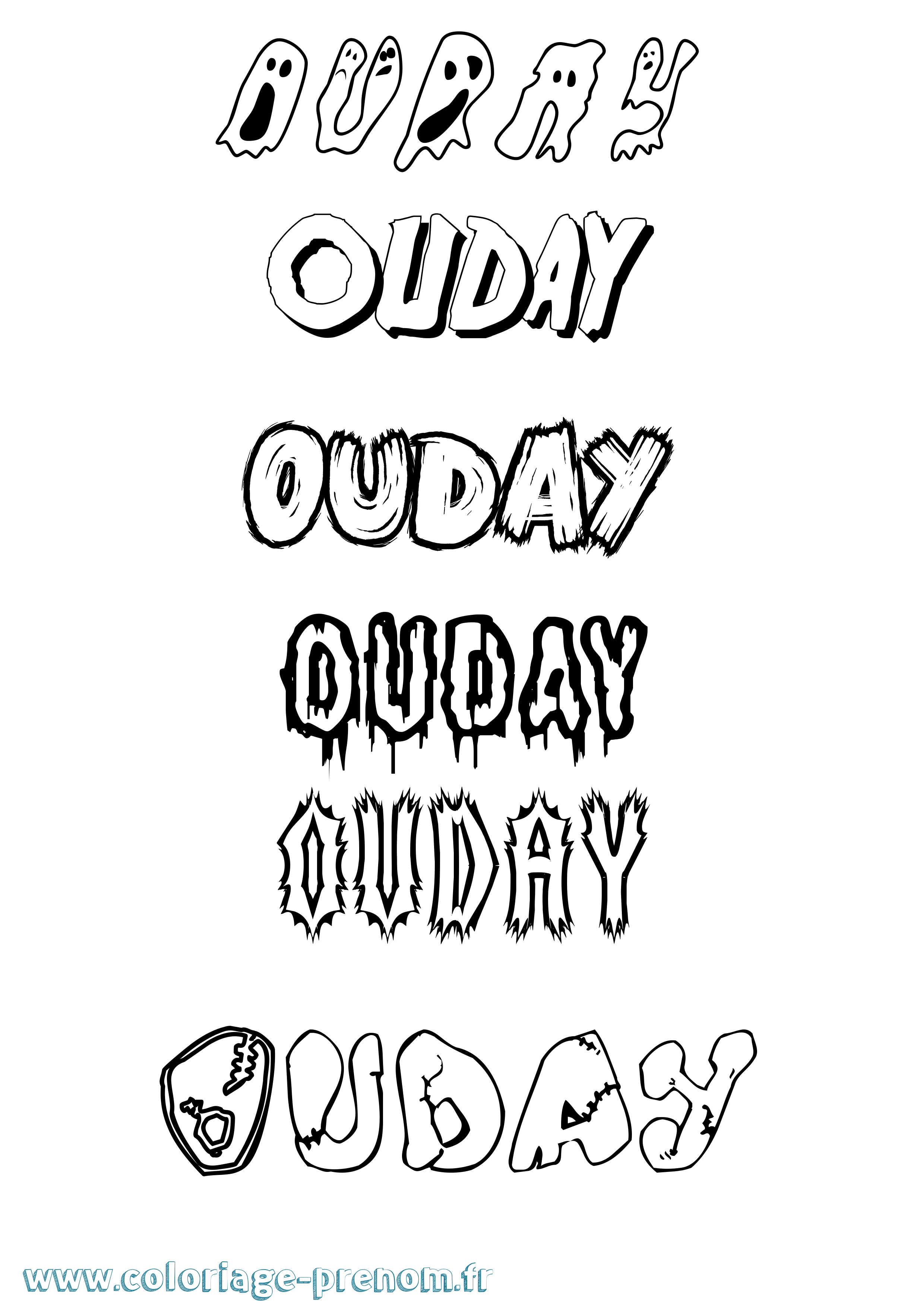 Coloriage Ouday Frisson Coloriage prénom Ouday Frisson