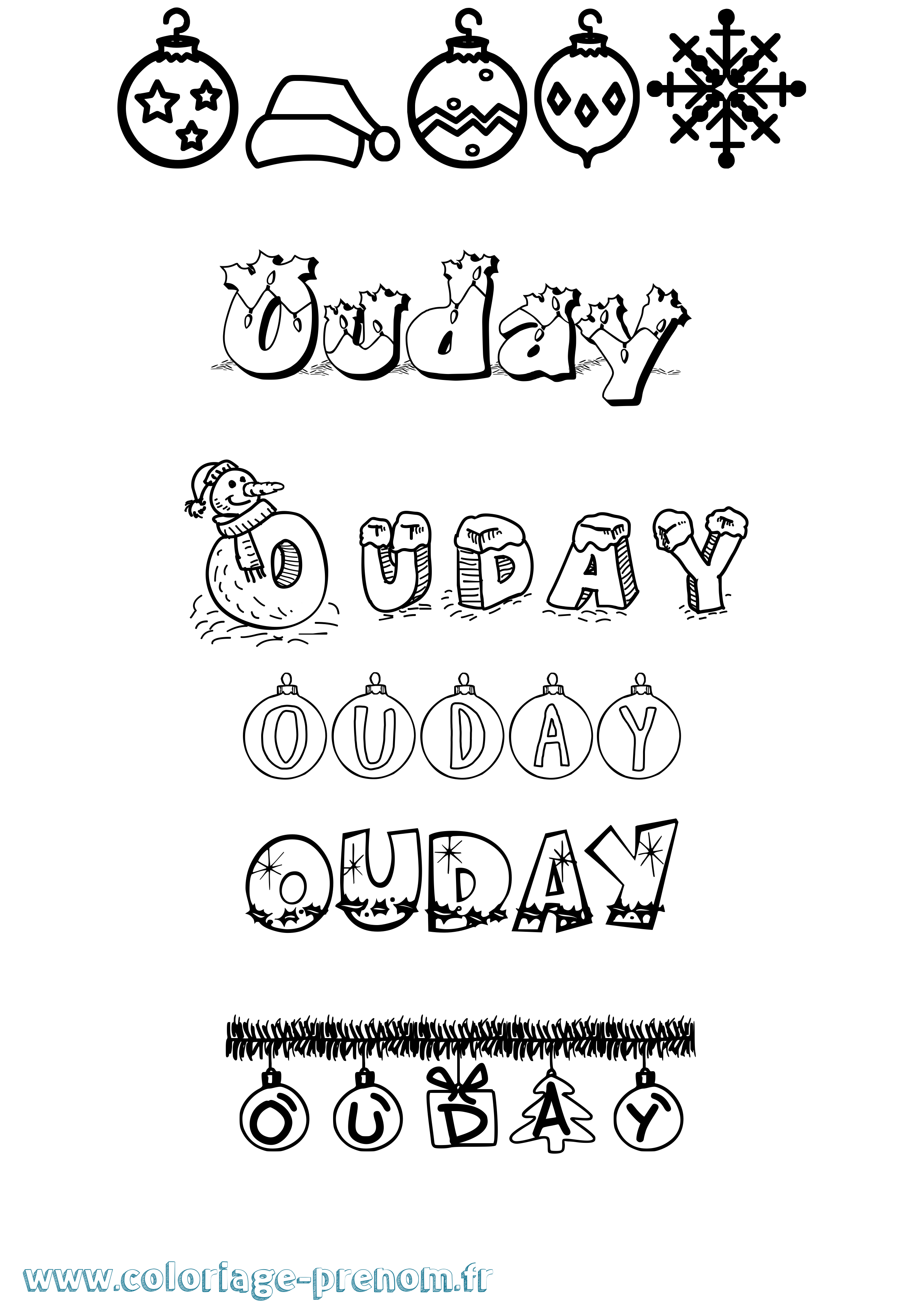 Coloriage Ouday Noël Coloriage prénom Ouday Noël