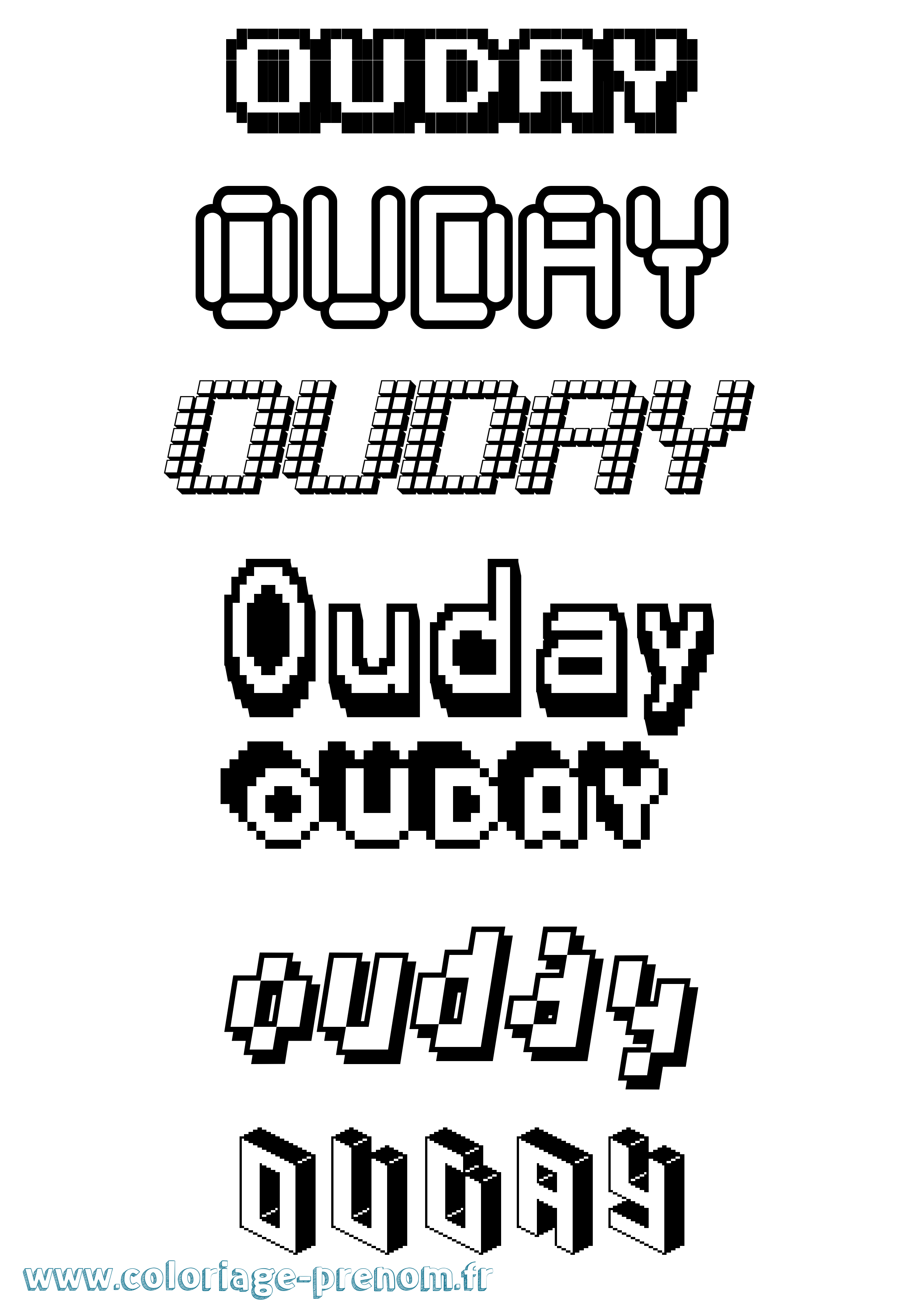 Coloriage Ouday Pixel Coloriage prénom Ouday Pixel