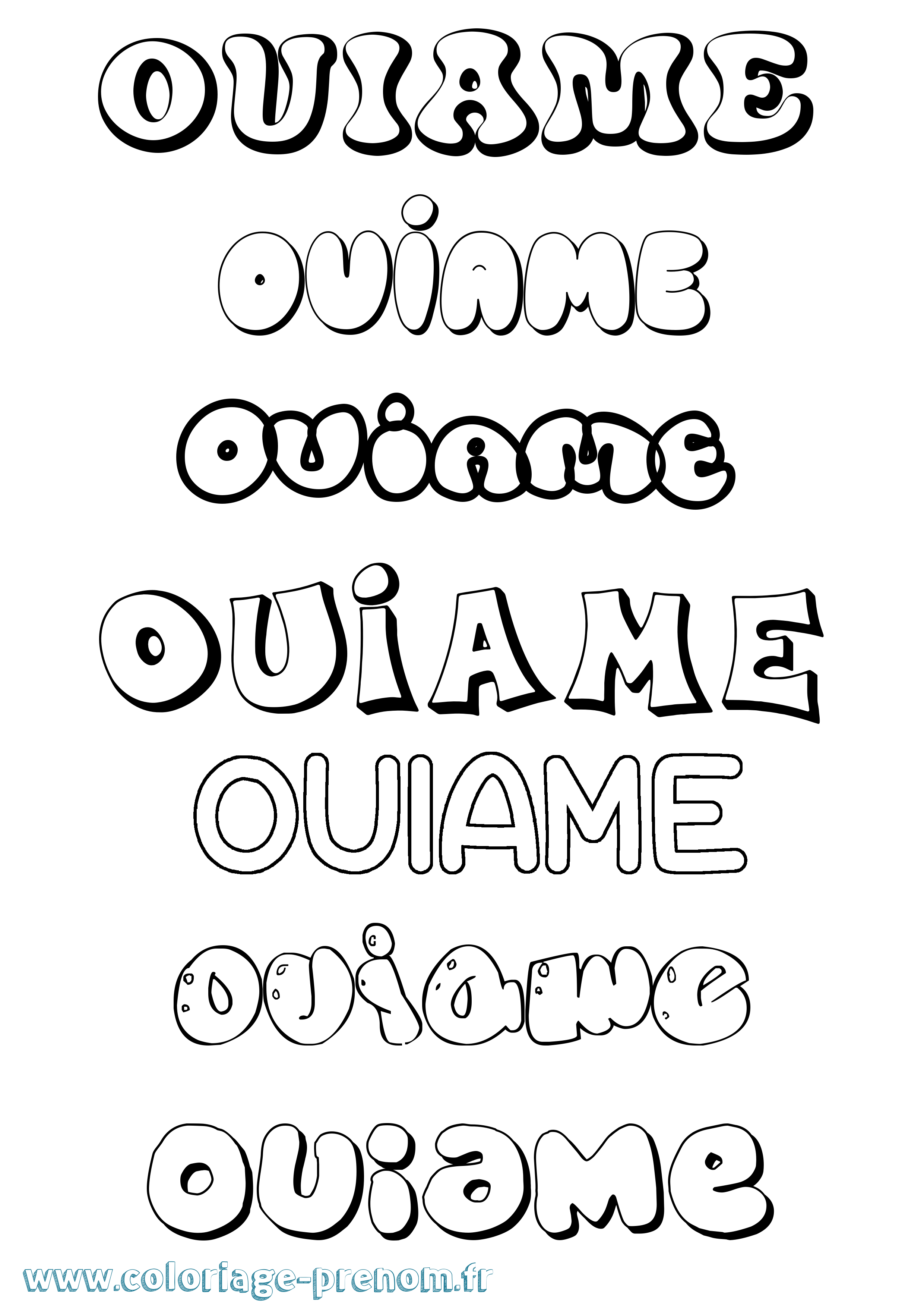 Coloriage Ouiame Bubble Coloriage prénom Ouiame Bubble