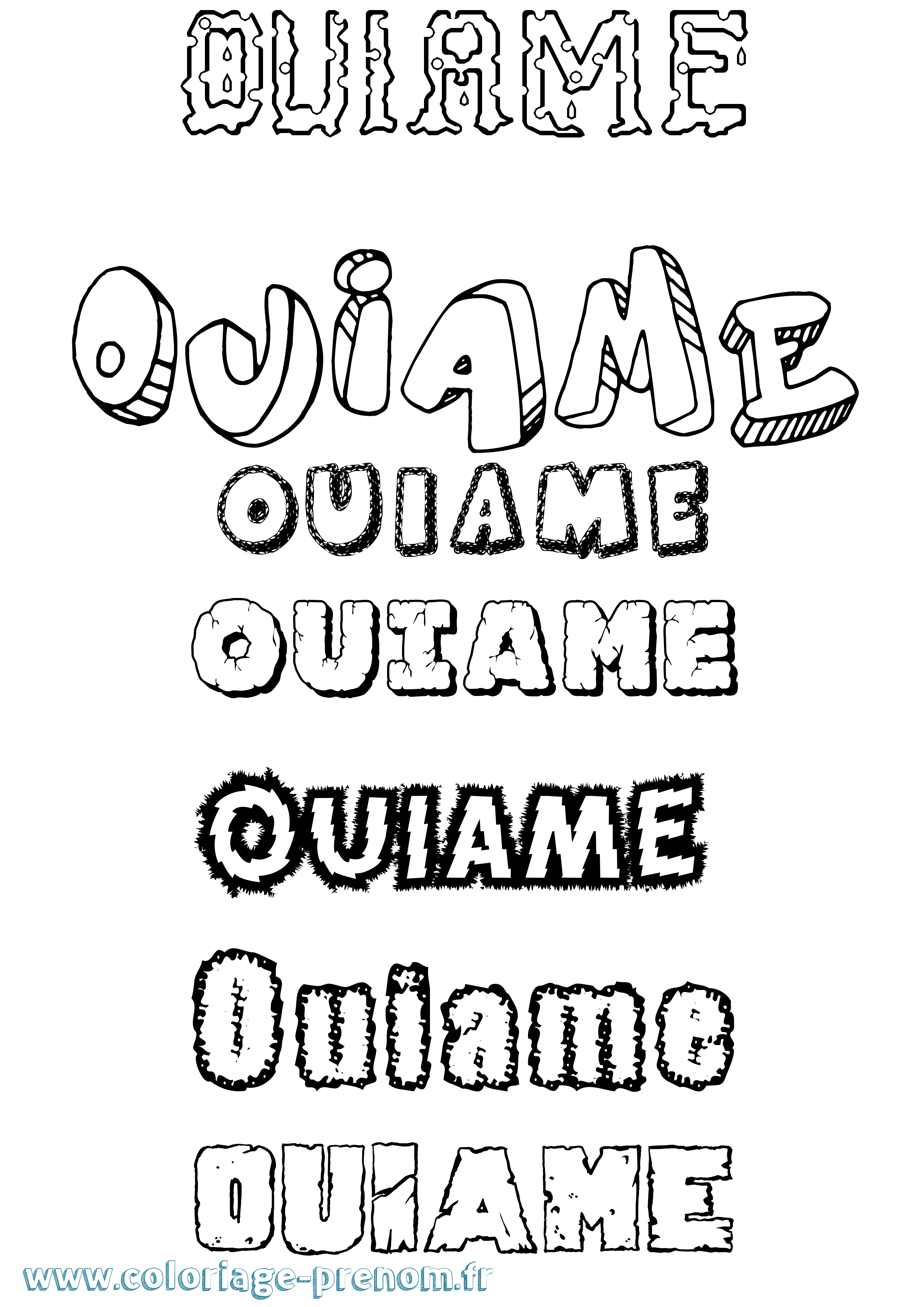 Coloriage Ouiame Destructuré Coloriage prénom Ouiame Destructuré
