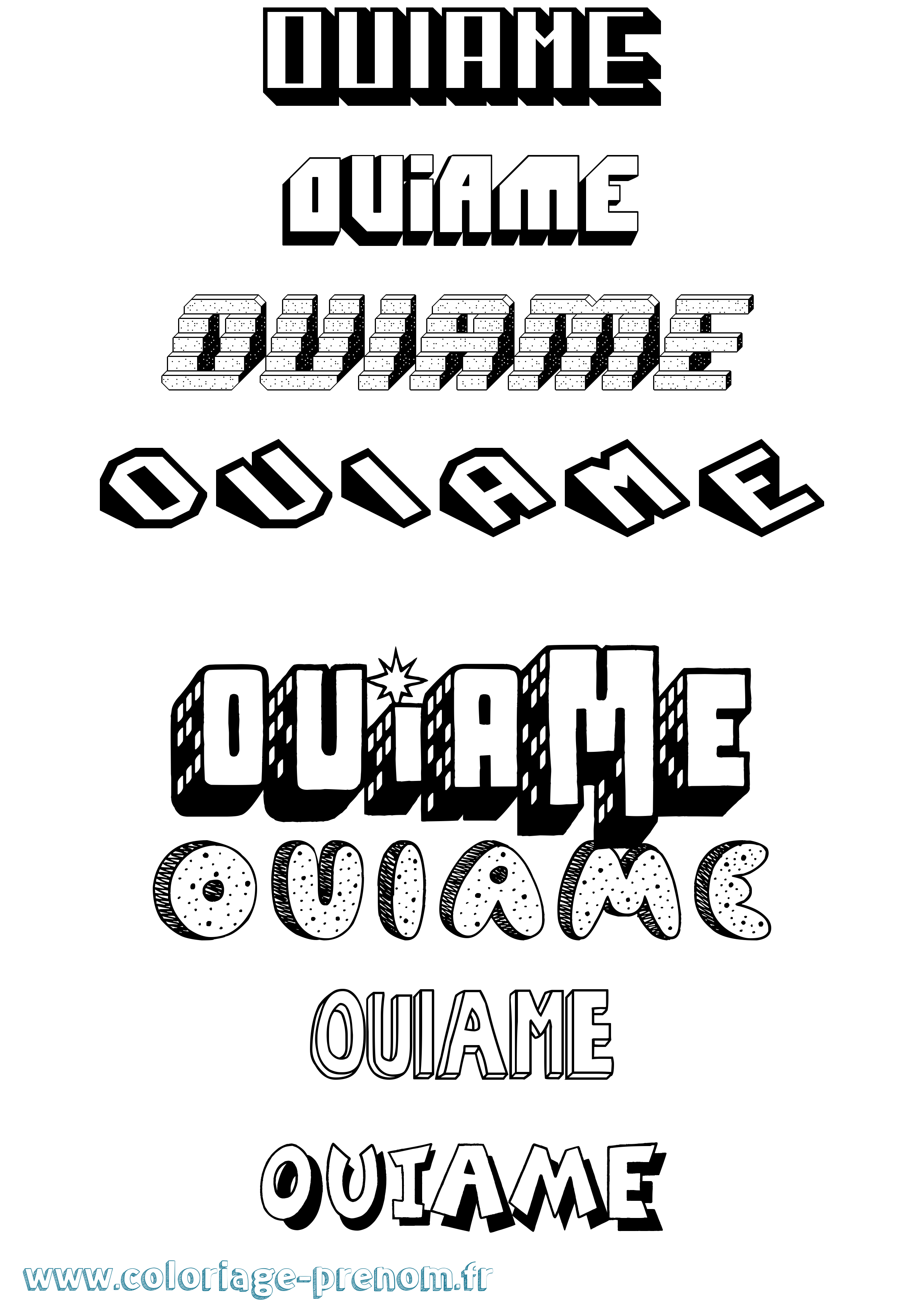 Coloriage Ouiame Effet 3D Coloriage prénom Ouiame Effet 3D