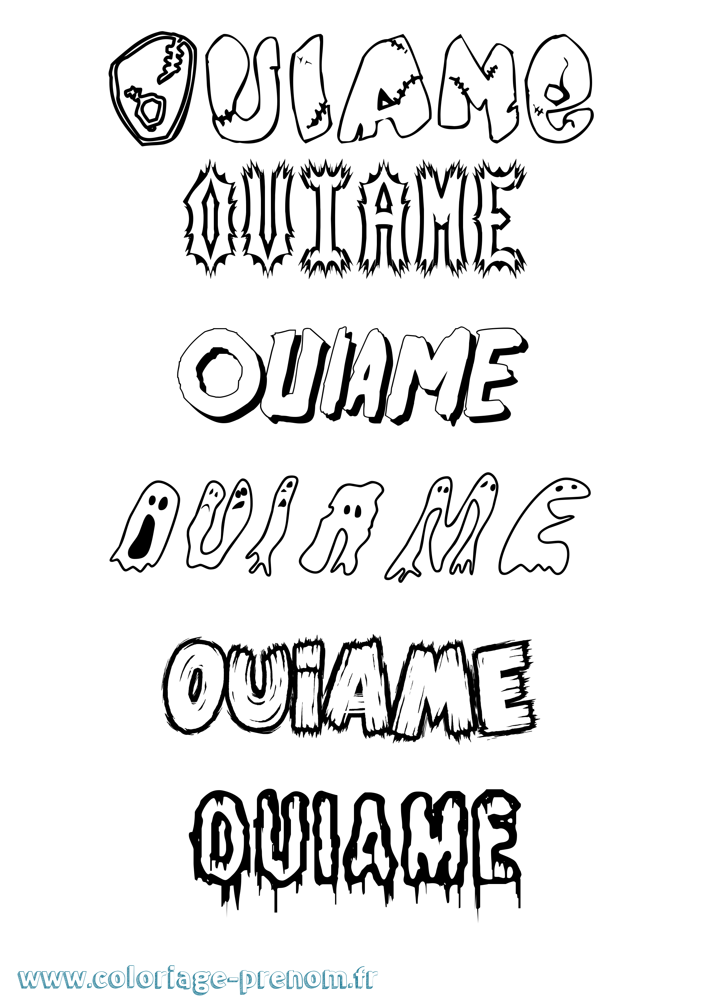 Coloriage Ouiame Frisson Coloriage prénom Ouiame Frisson