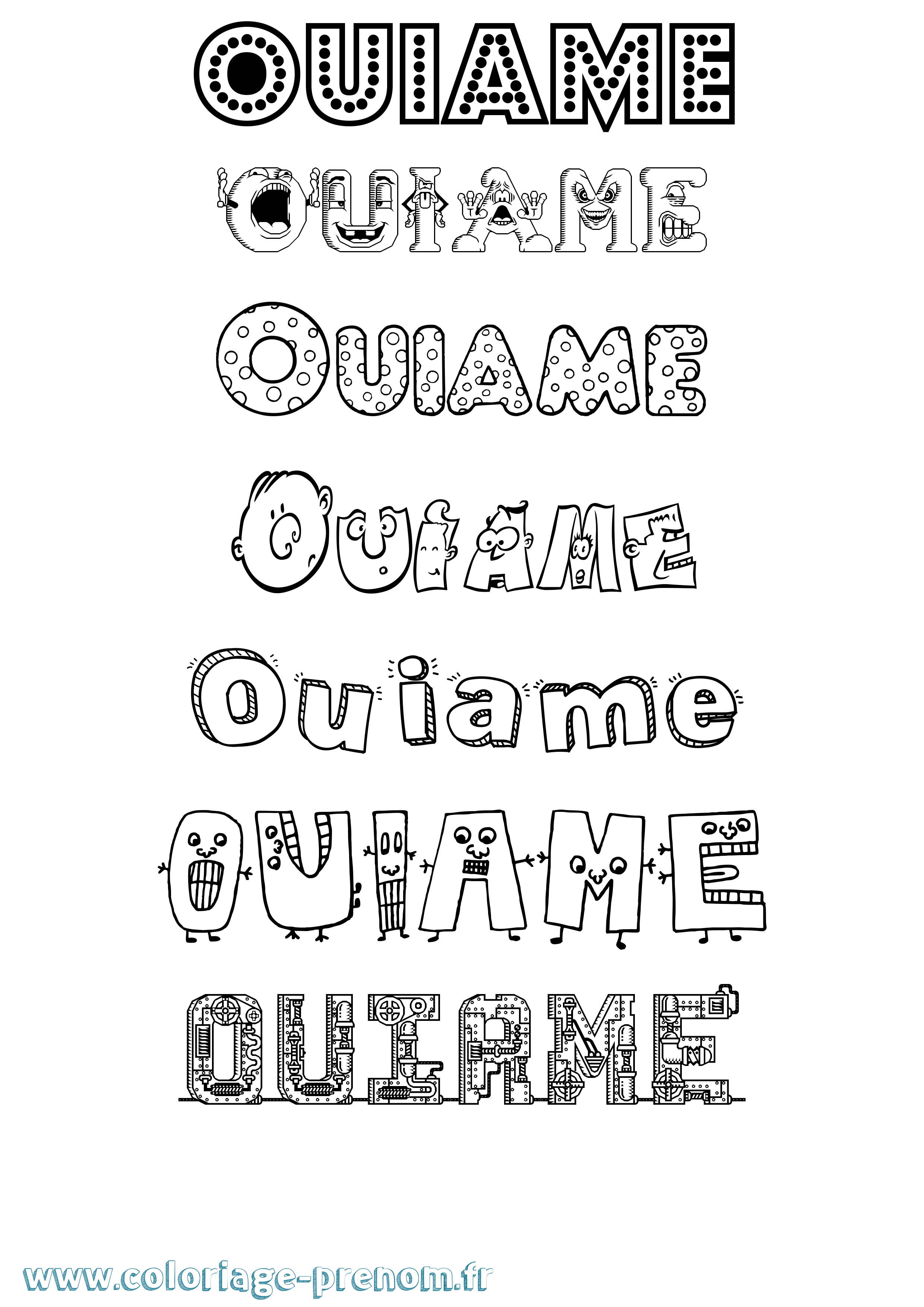Coloriage Ouiame Fun Coloriage prénom Ouiame Fun