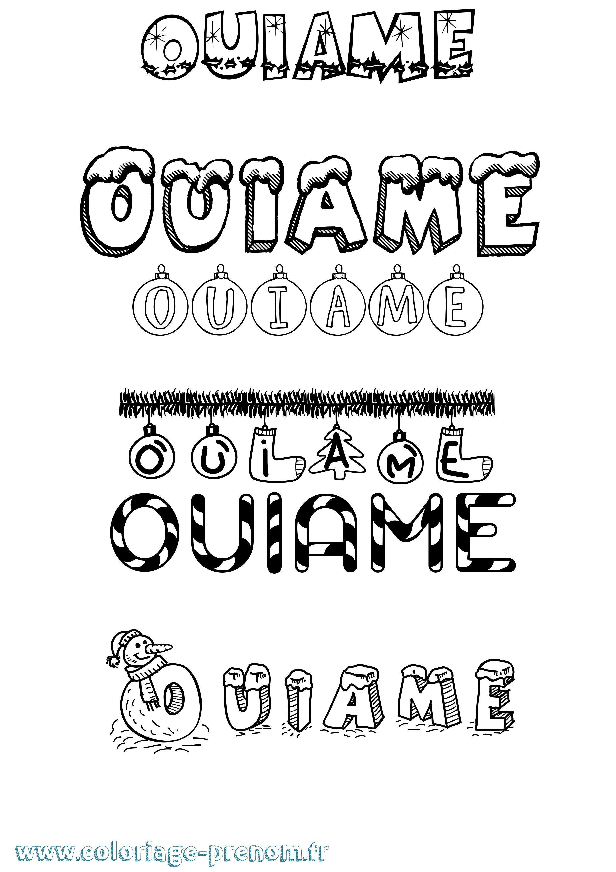 Coloriage Ouiame Noël Coloriage prénom Ouiame Noël