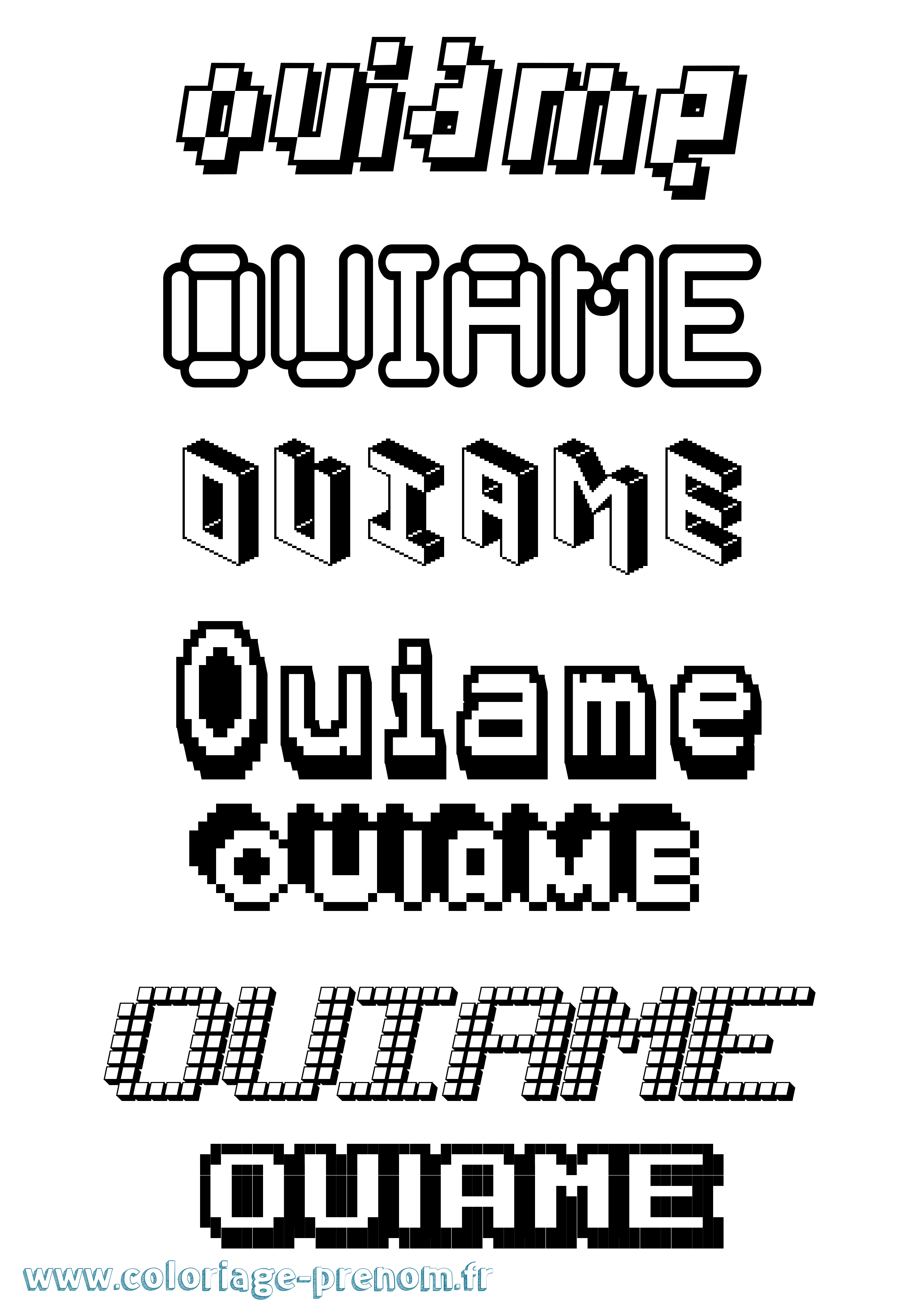 Coloriage Ouiame Pixel Coloriage prénom Ouiame Pixel