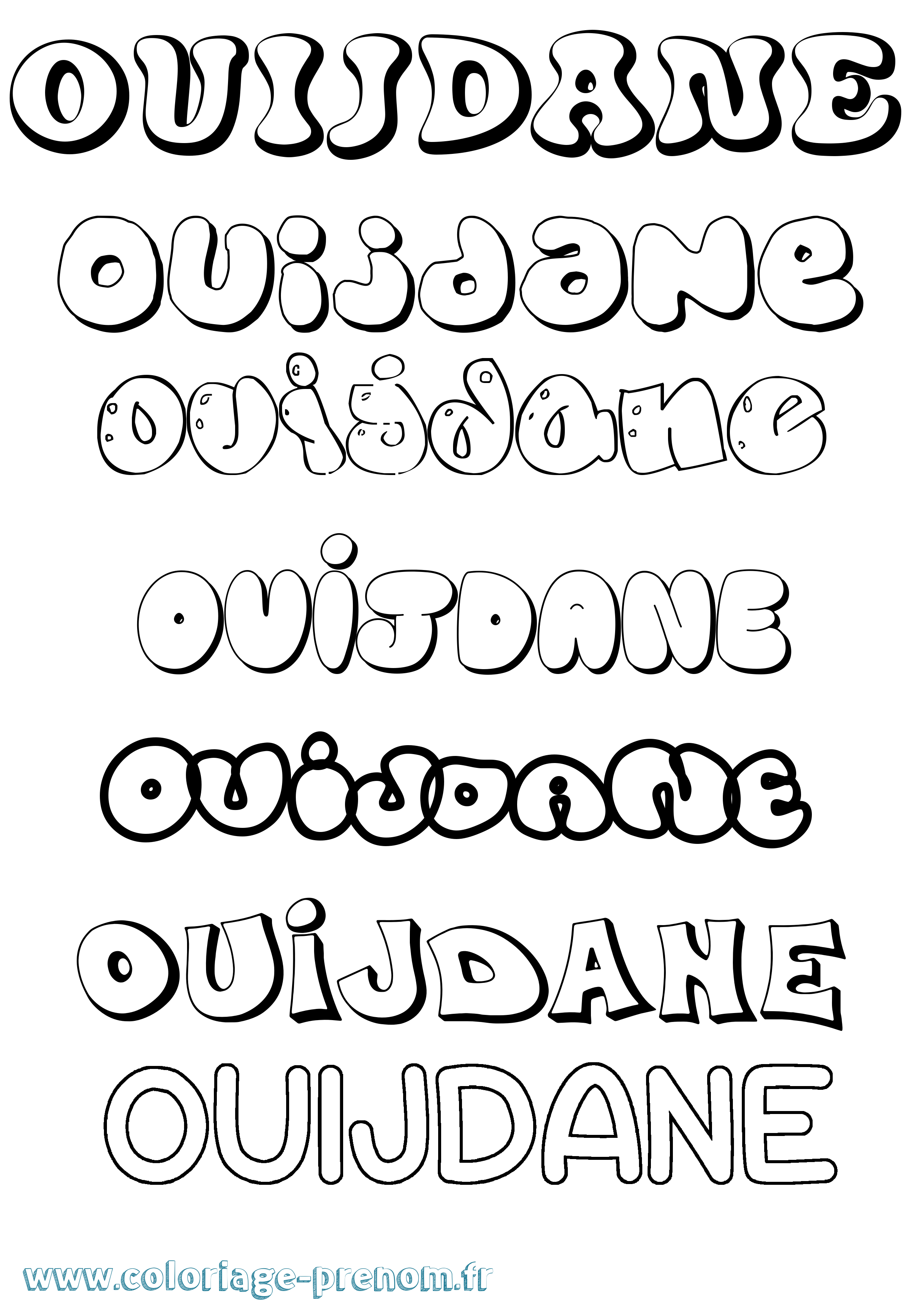 Coloriage Ouijdane Bubble Coloriage prénom Ouijdane Bubble