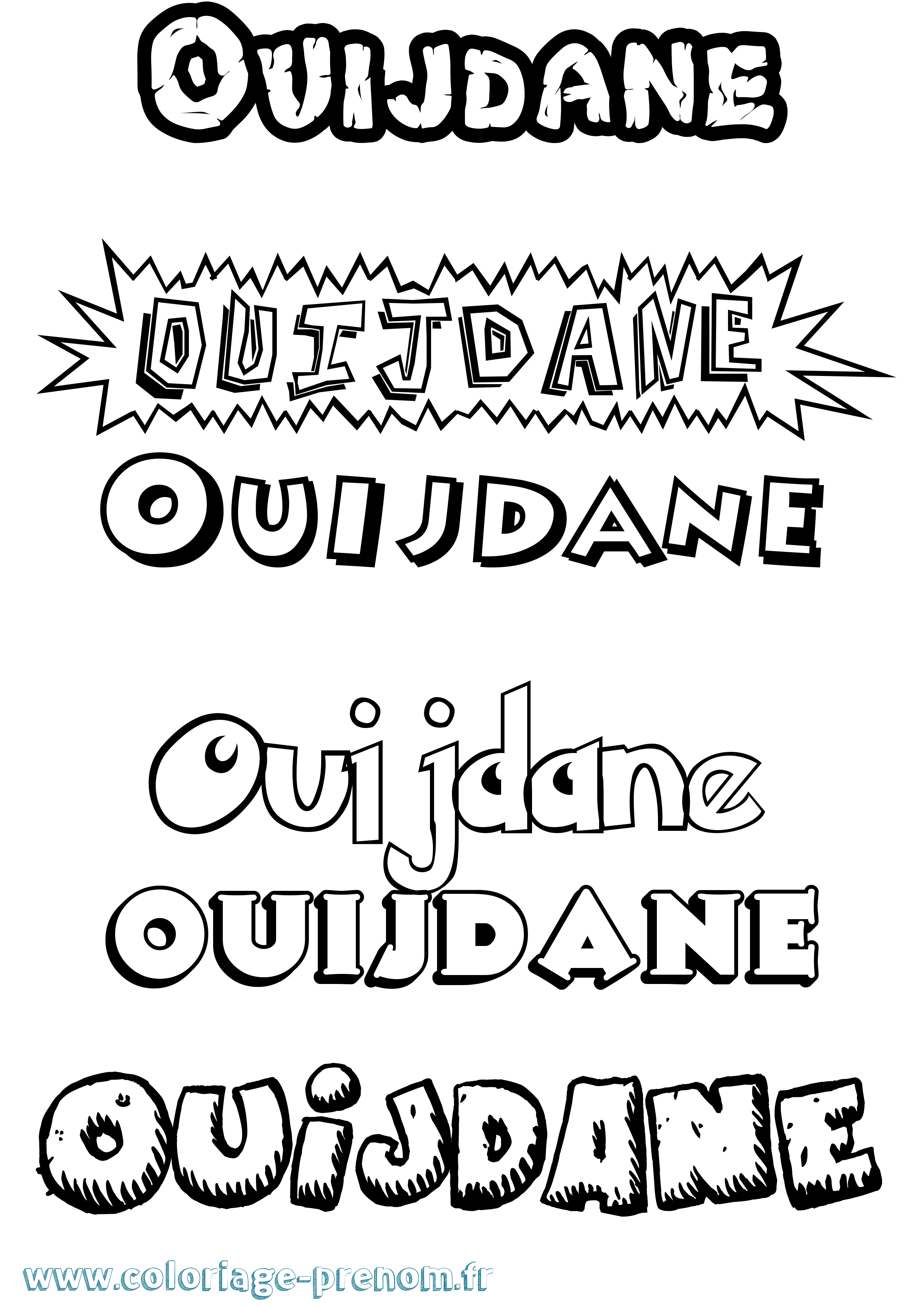 Coloriage Ouijdane Dessin Animé Coloriage prénom Ouijdane Dessin Animé