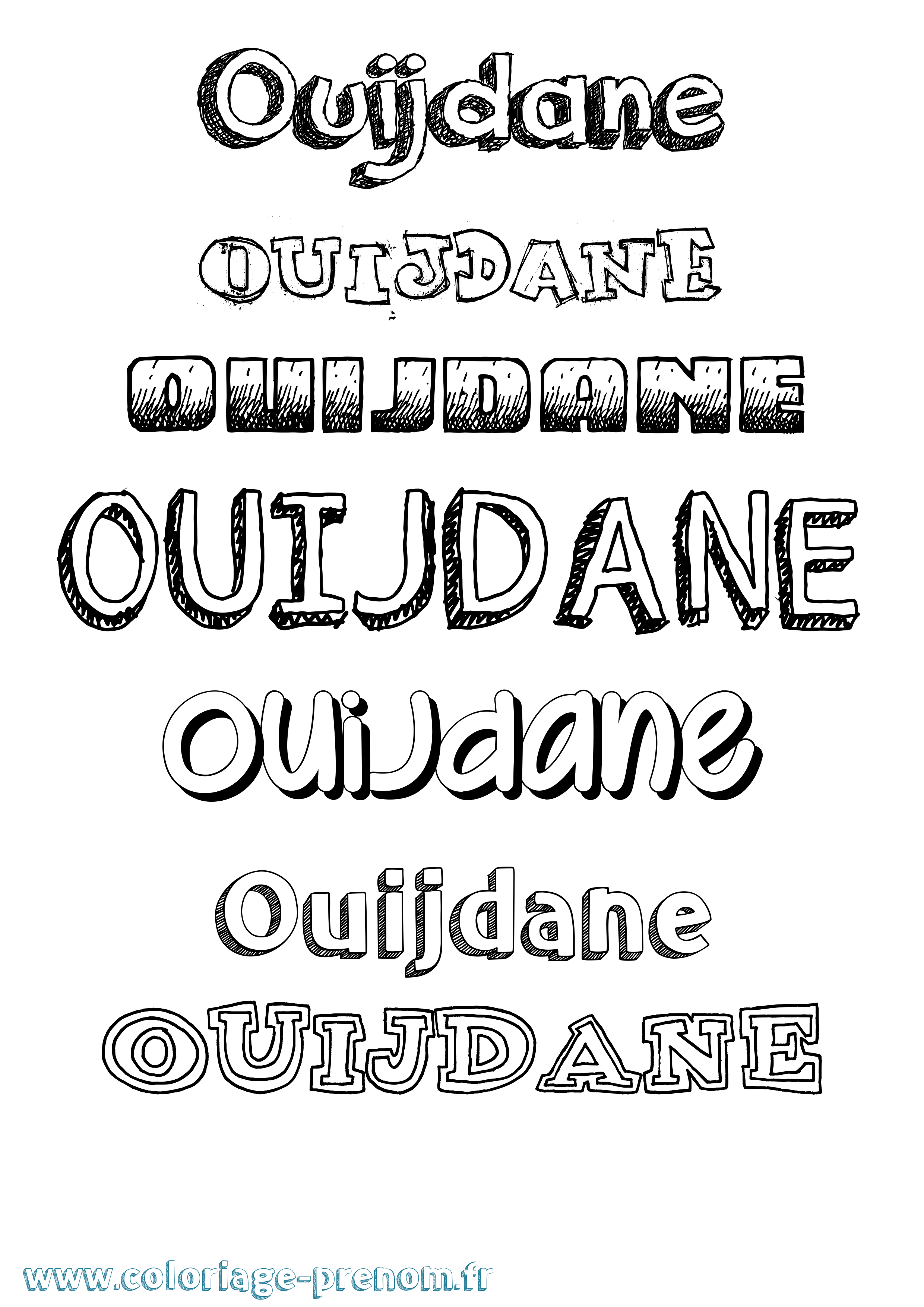 Coloriage Ouijdane Dessiné Coloriage prénom Ouijdane Dessiné