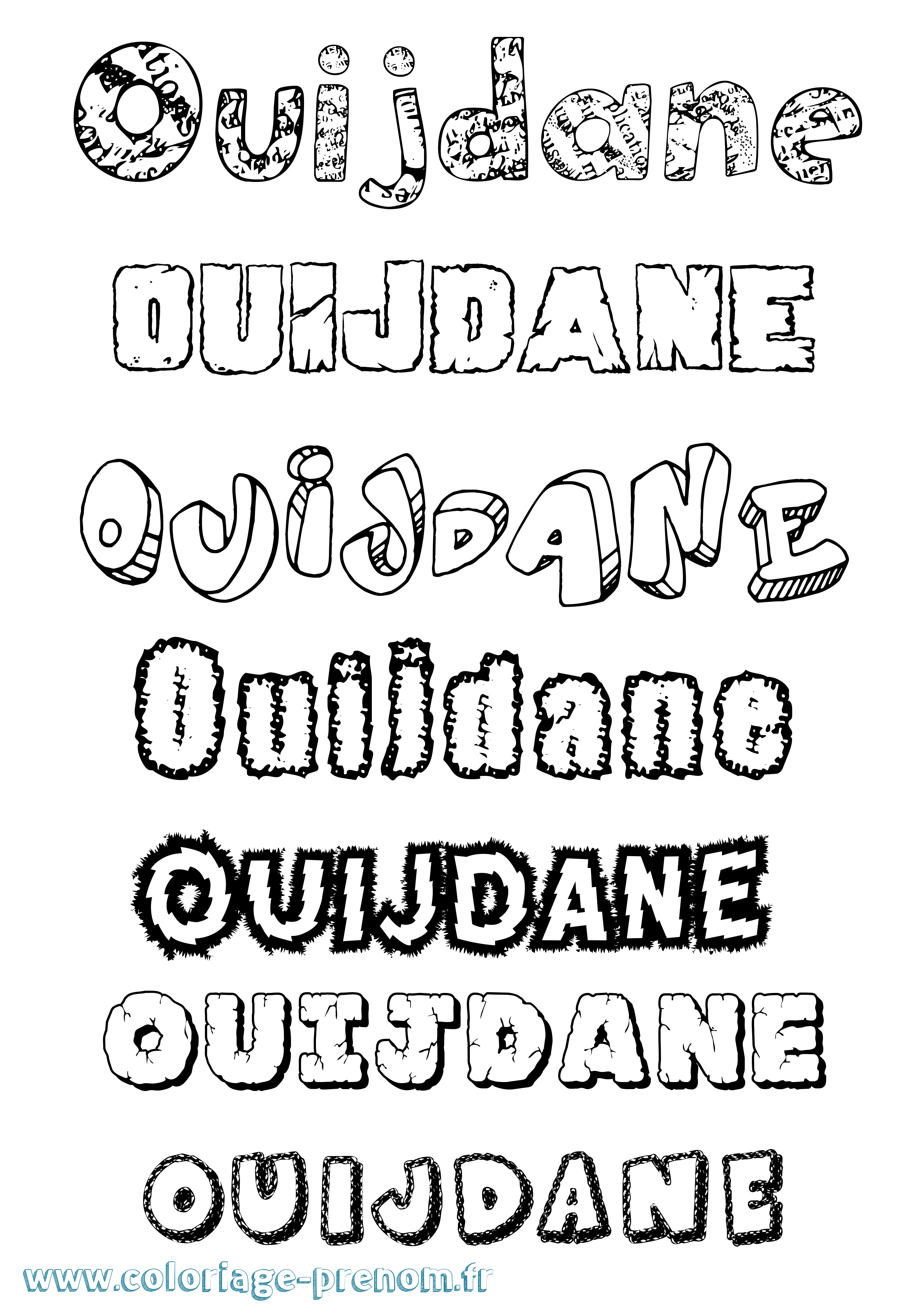 Coloriage Ouijdane Destructuré Coloriage prénom Ouijdane Destructuré