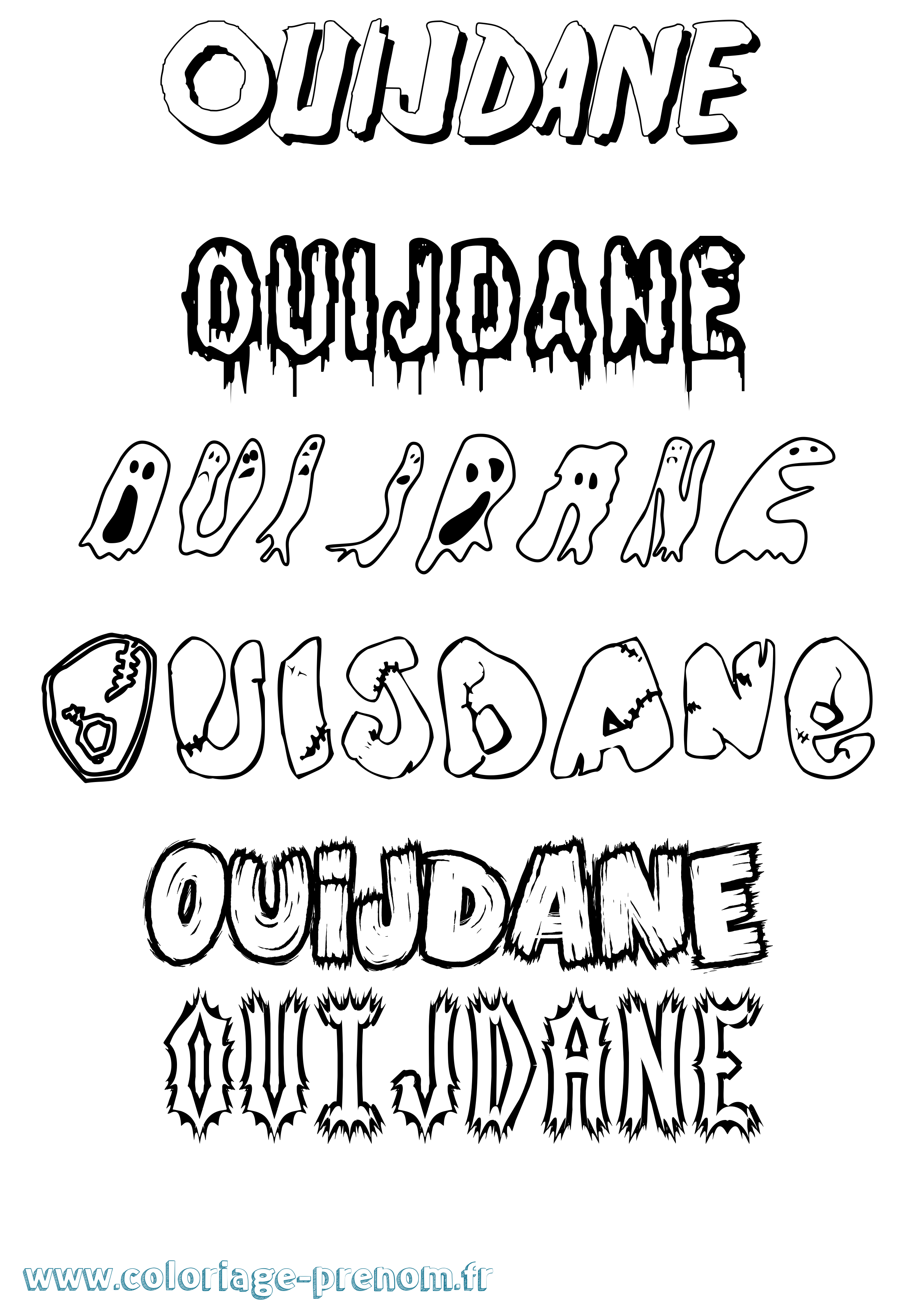 Coloriage Ouijdane Frisson Coloriage prénom Ouijdane Frisson
