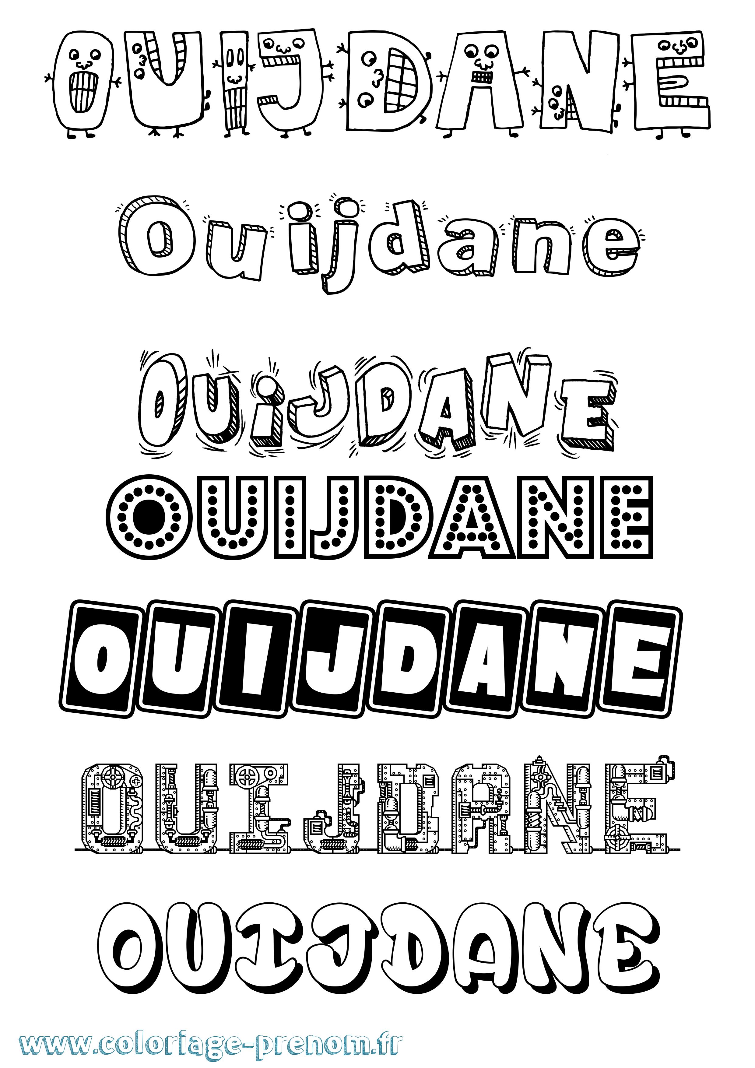 Coloriage Ouijdane Fun Coloriage prénom Ouijdane Fun