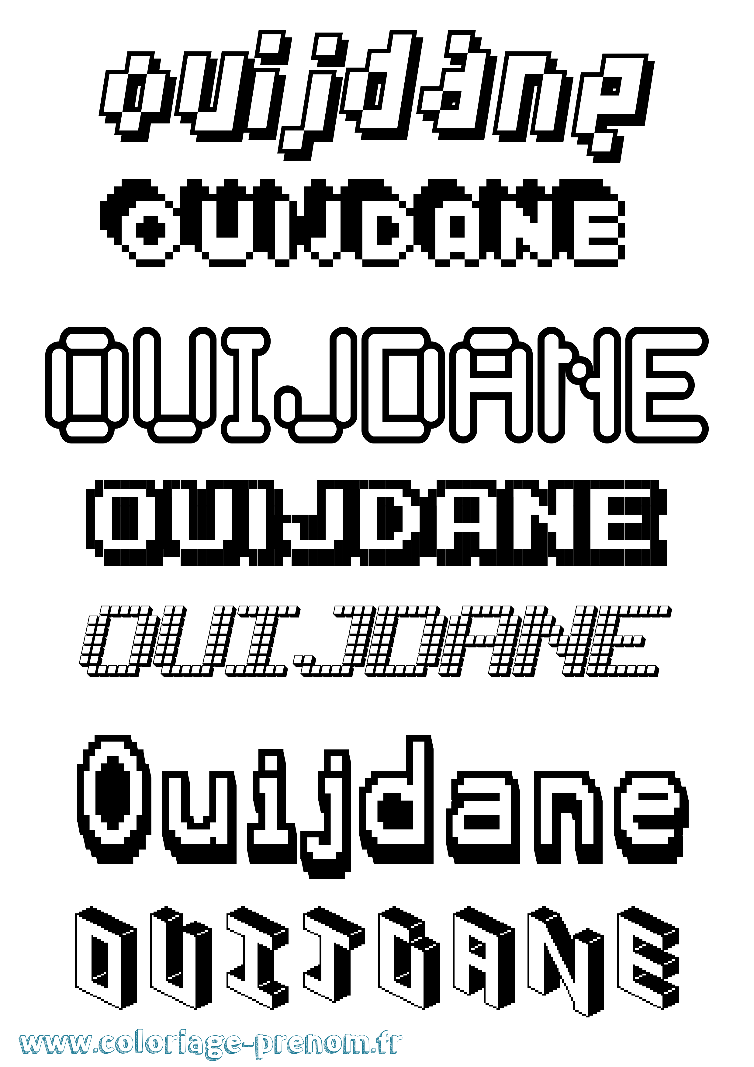 Coloriage Ouijdane Pixel Coloriage prénom Ouijdane Pixel