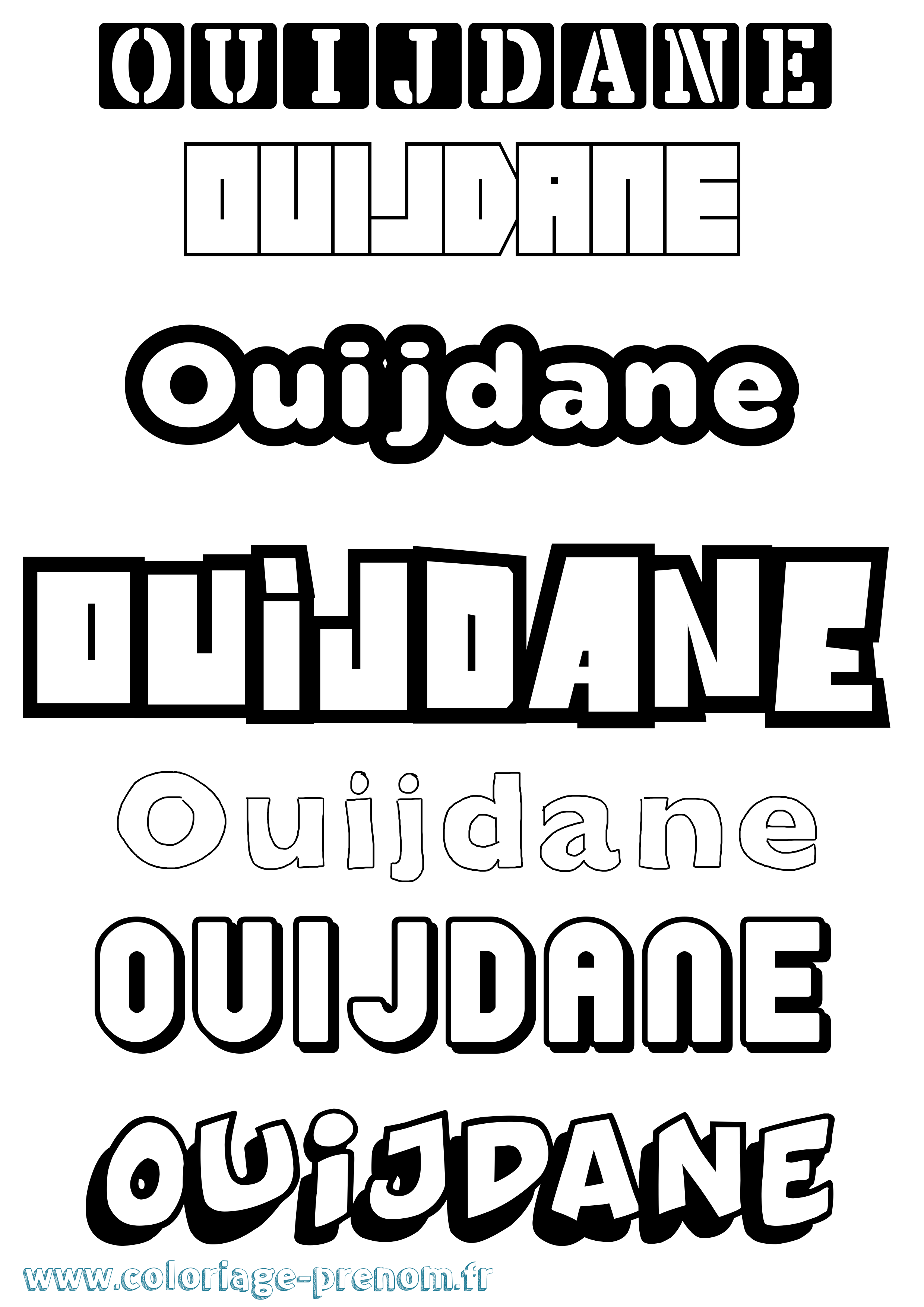 Coloriage Ouijdane Simple Coloriage prénom Ouijdane Simple