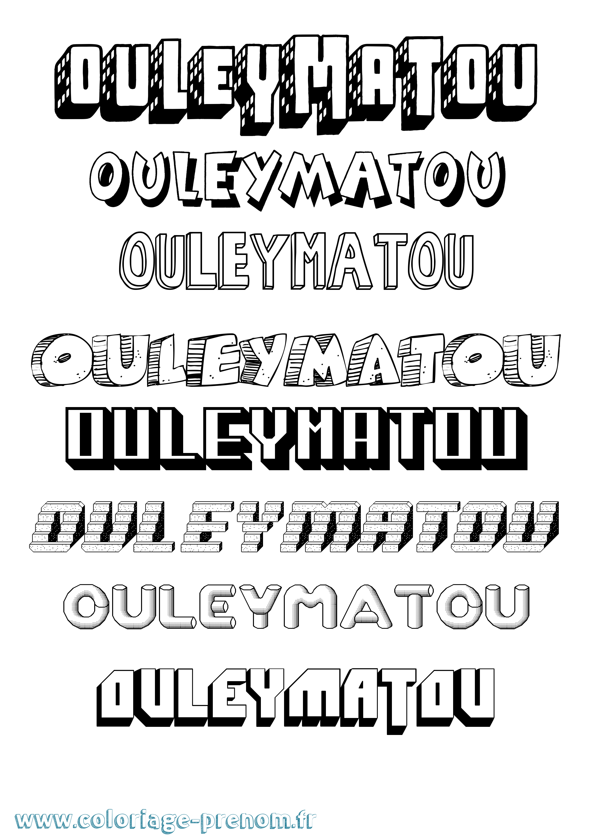 Coloriage Ouleymatou Effet 3D Coloriage prénom Ouleymatou Effet 3D