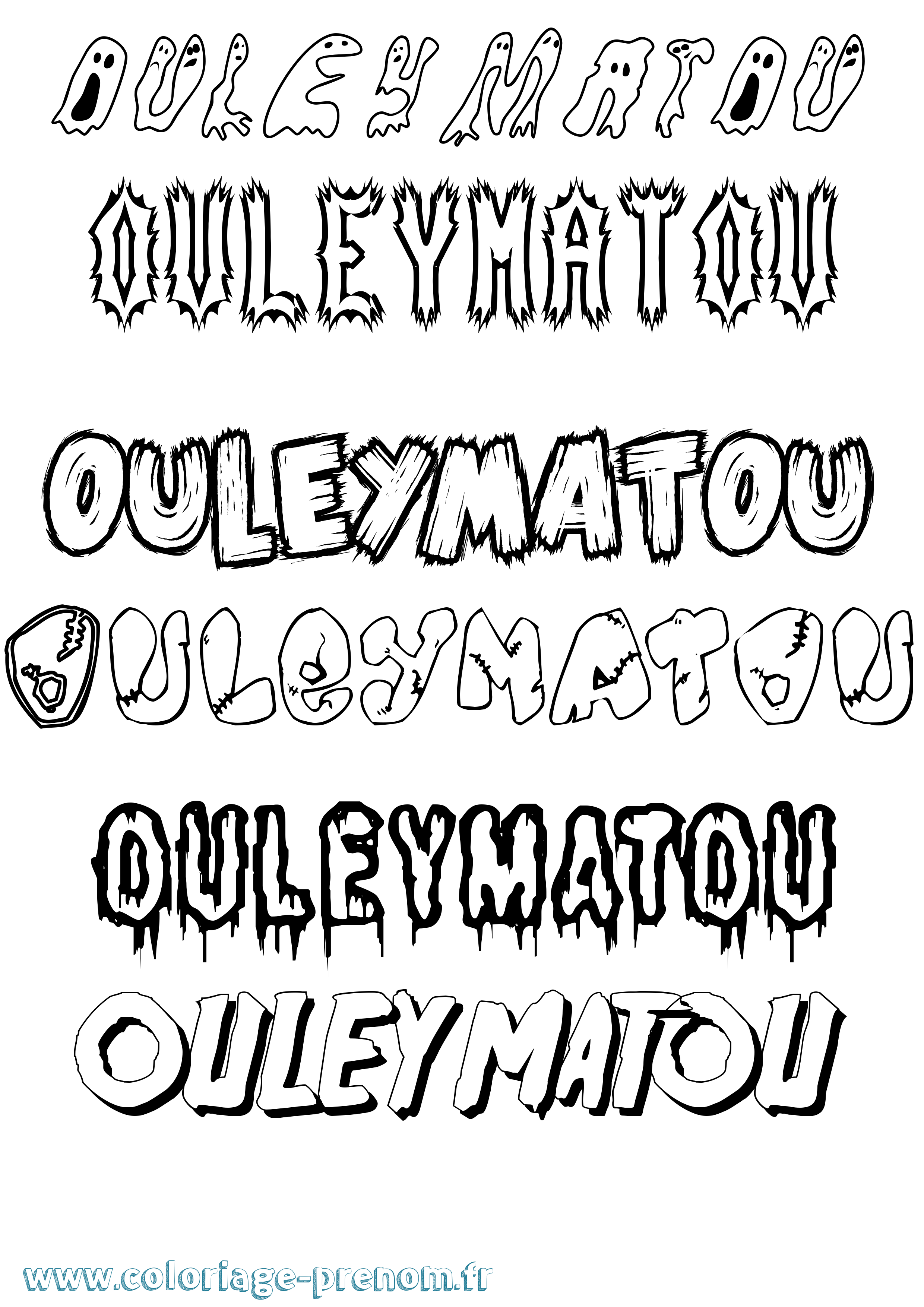 Coloriage Ouleymatou Frisson Coloriage prénom Ouleymatou Frisson