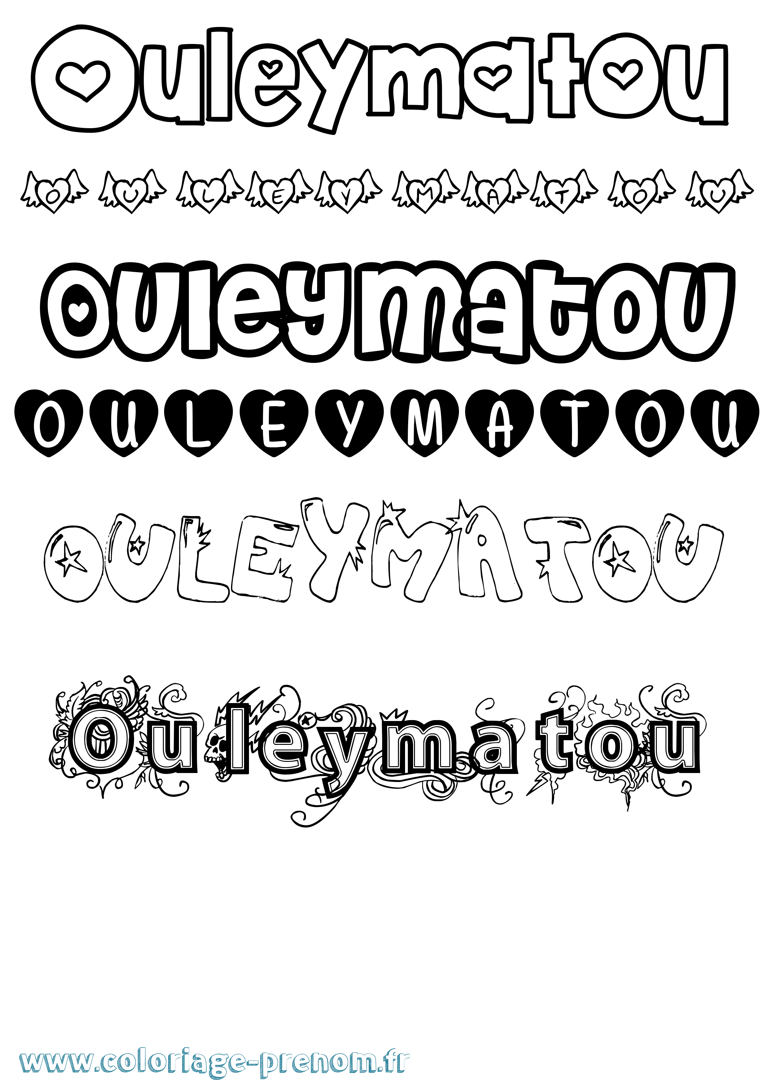 Coloriage Ouleymatou Girly Coloriage prénom Ouleymatou Girly