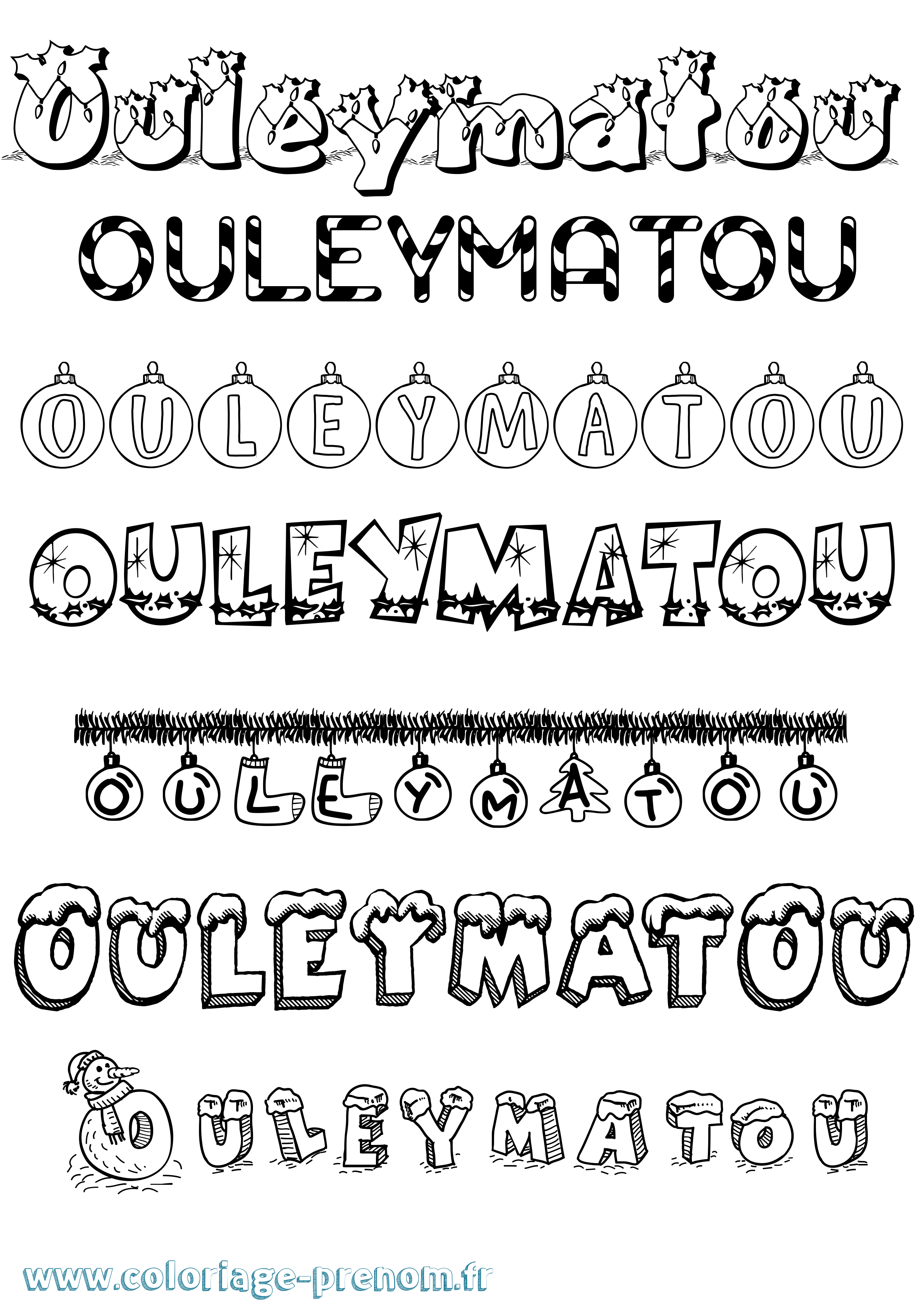 Coloriage Ouleymatou Noël Coloriage prénom Ouleymatou Noël