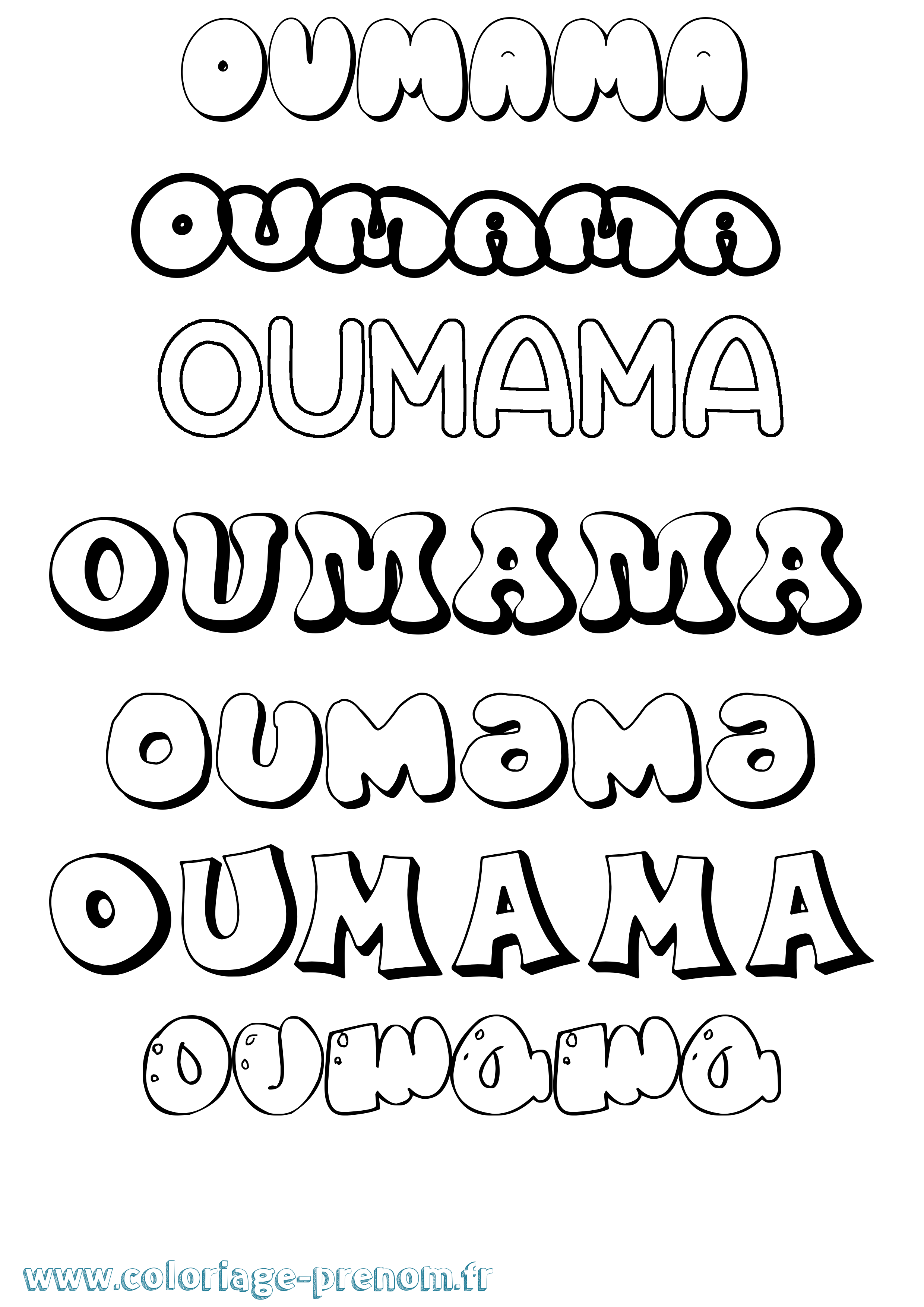Coloriage Oumama Bubble Coloriage prénom Oumama Bubble