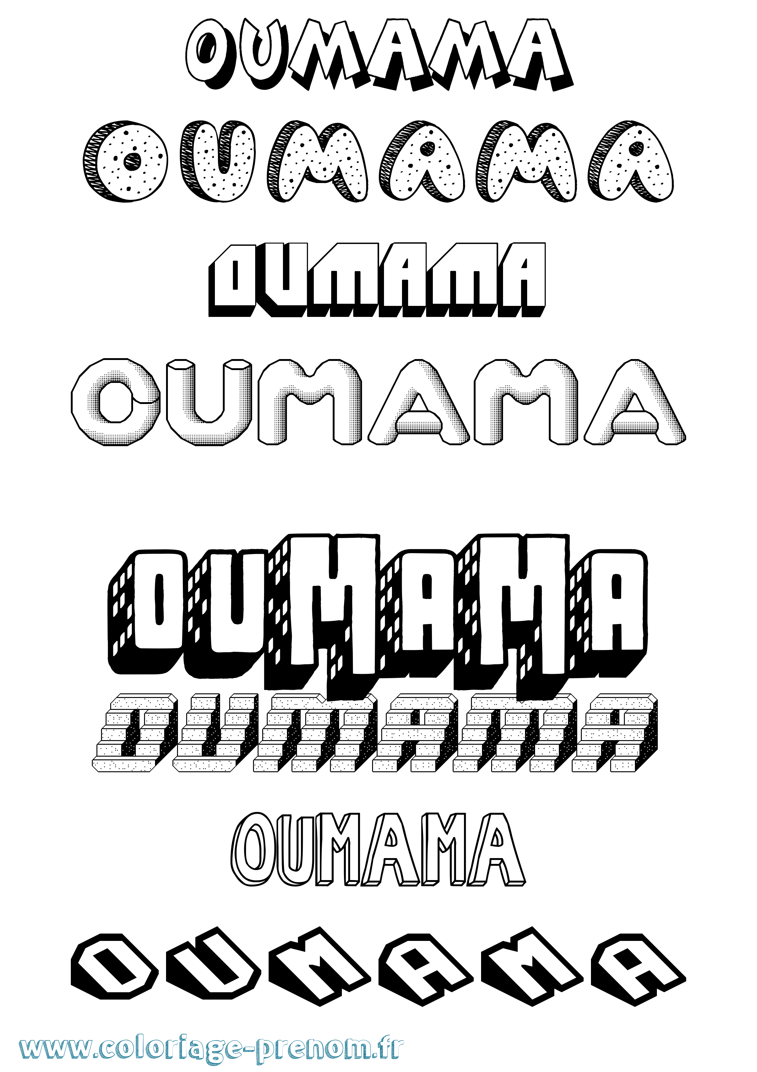 Coloriage Oumama Effet 3D Coloriage prénom Oumama Effet 3D