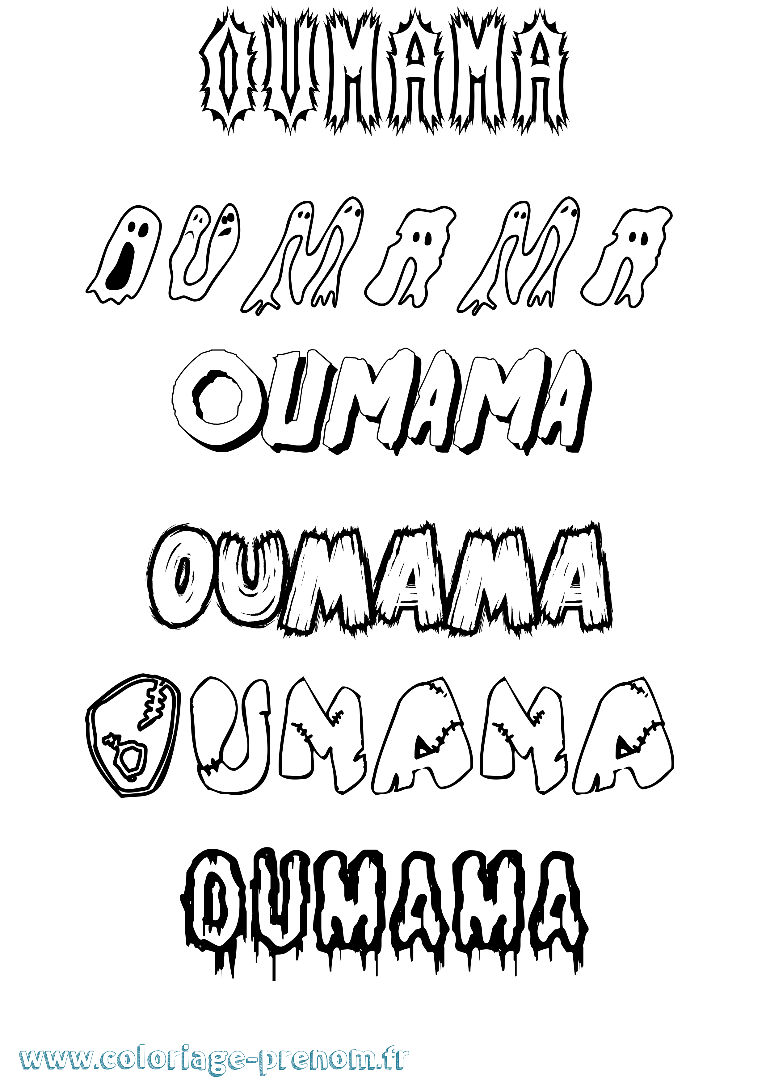 Coloriage Oumama Frisson Coloriage prénom Oumama Frisson