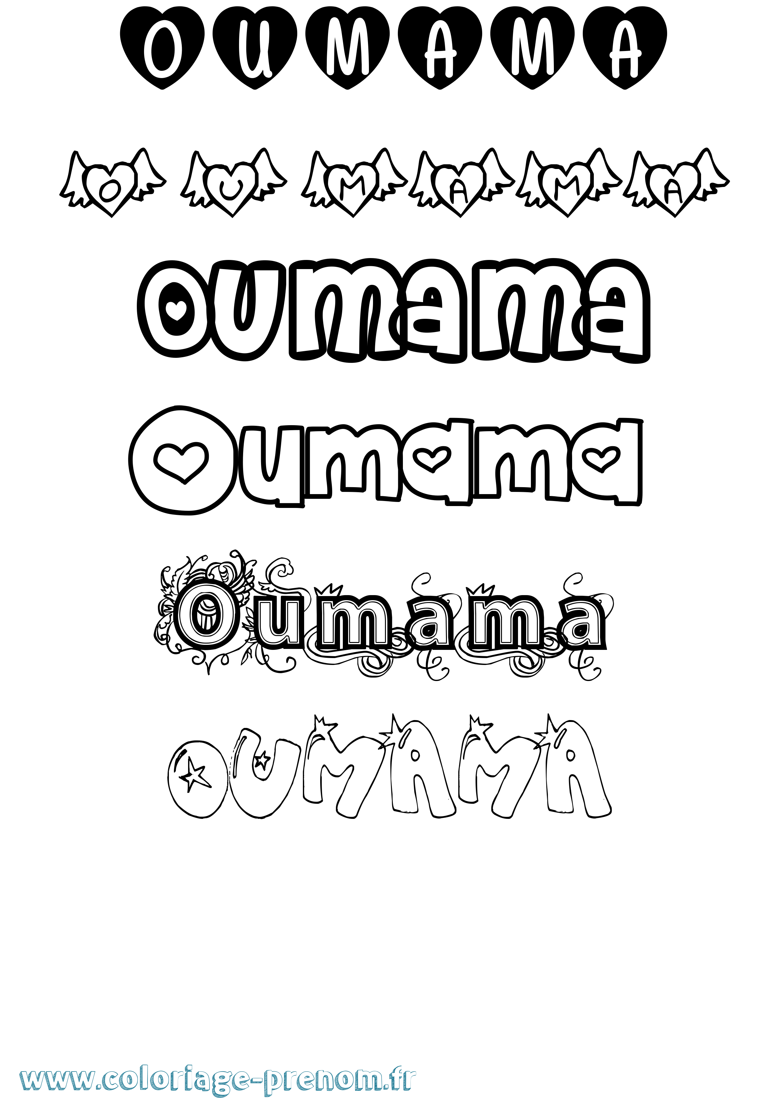 Coloriage Oumama Girly Coloriage prénom Oumama Girly