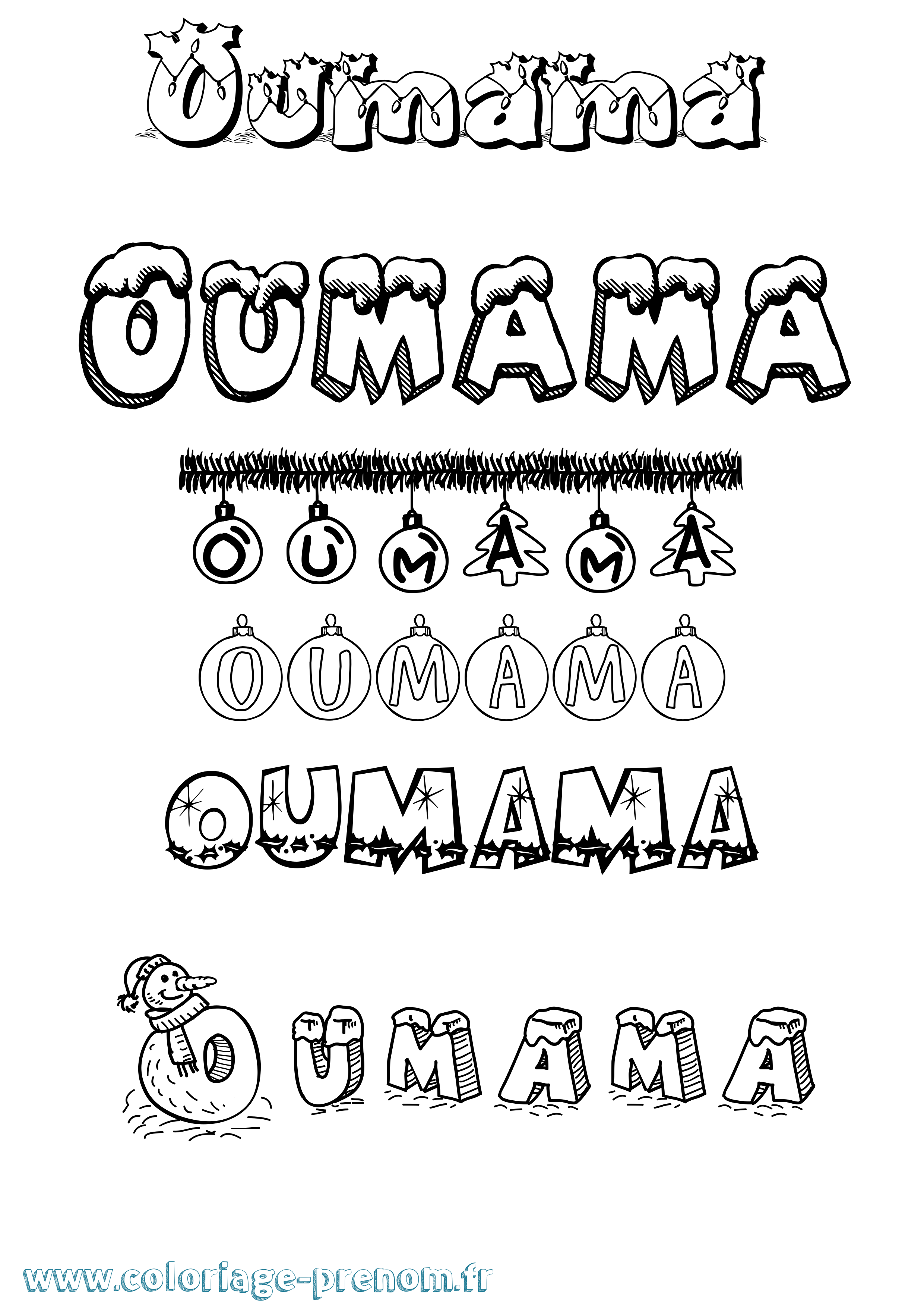 Coloriage Oumama Noël Coloriage prénom Oumama Noël