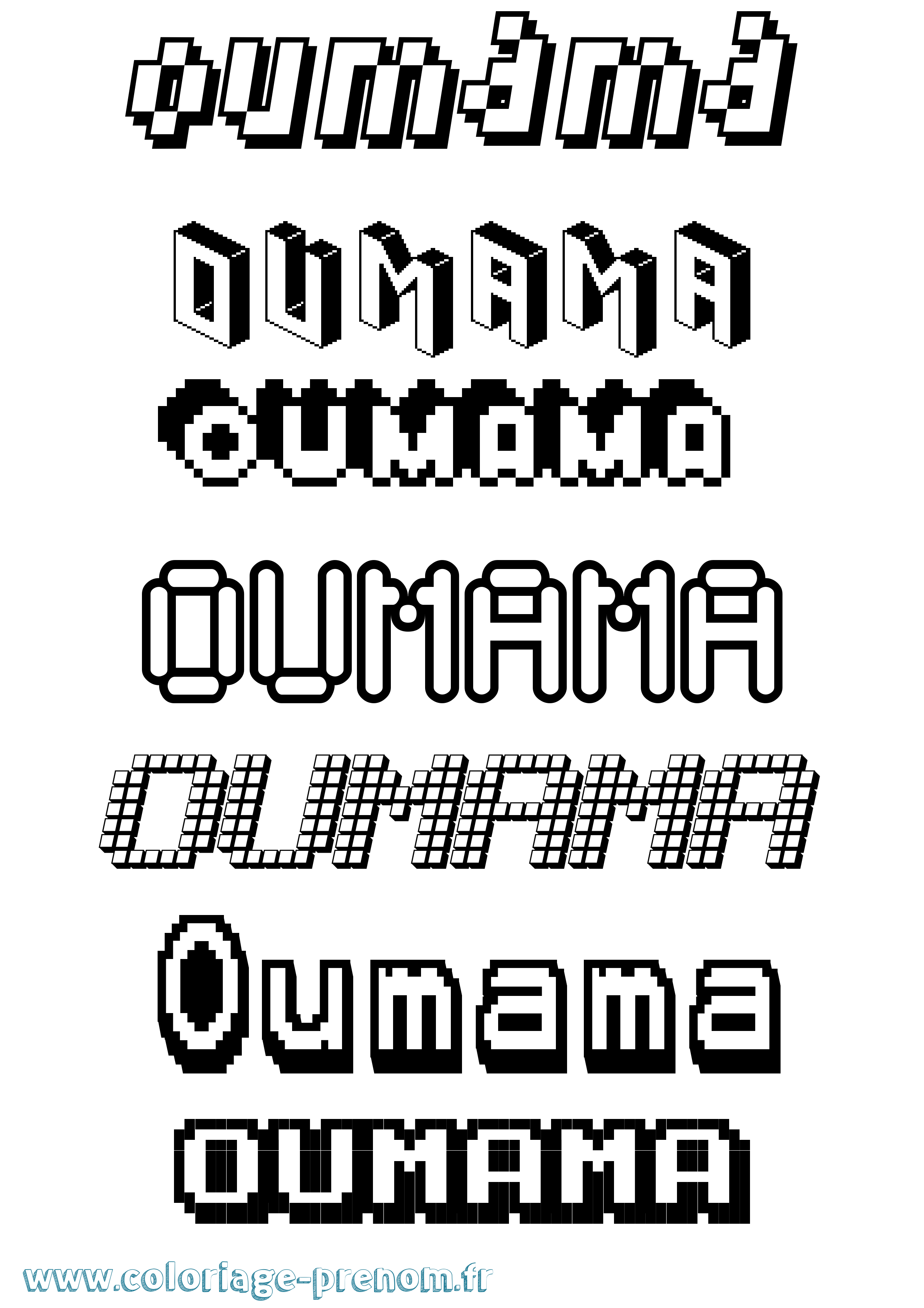 Coloriage Oumama Pixel Coloriage prénom Oumama Pixel