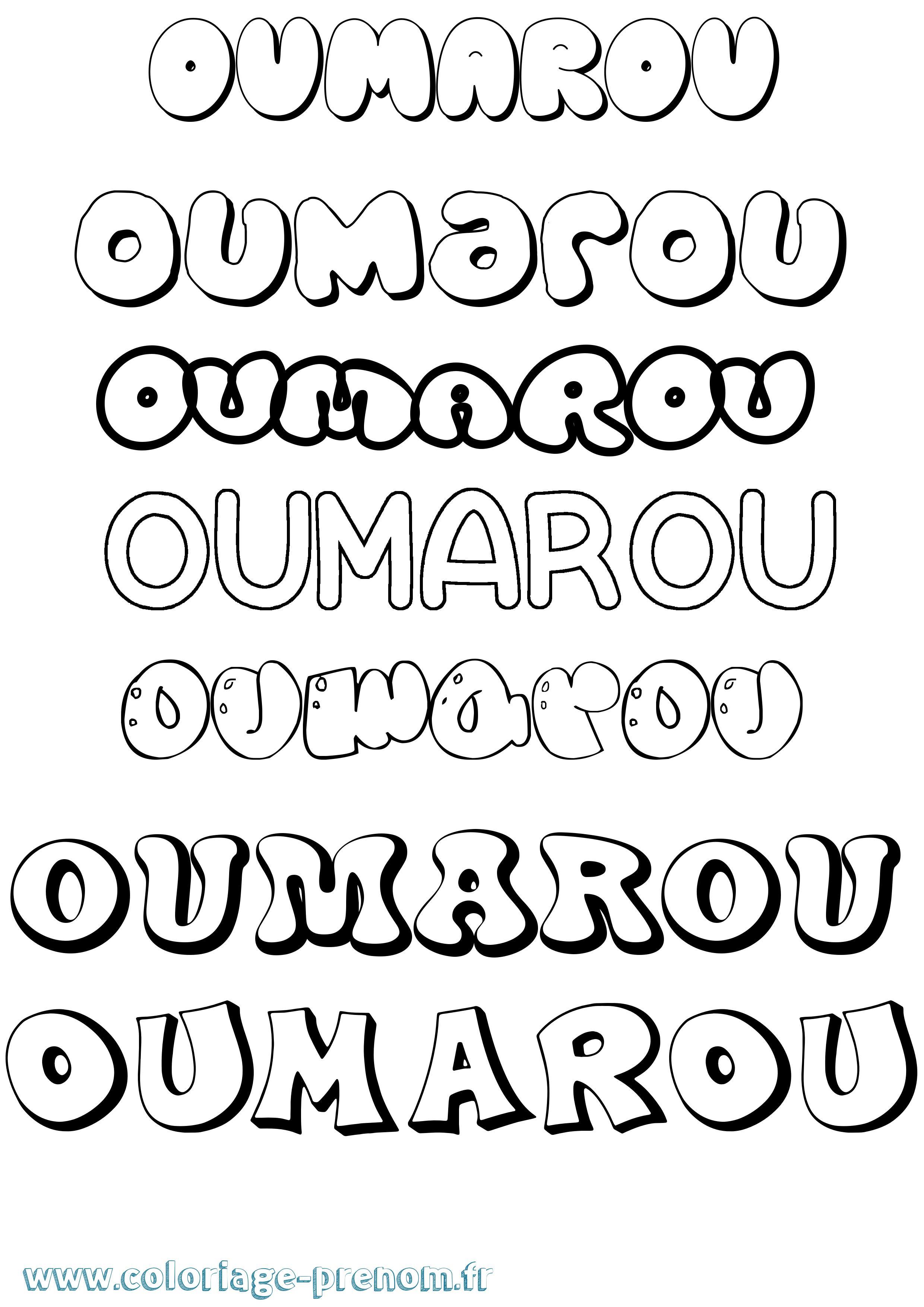 Coloriage Oumarou Bubble Coloriage prénom Oumarou Bubble