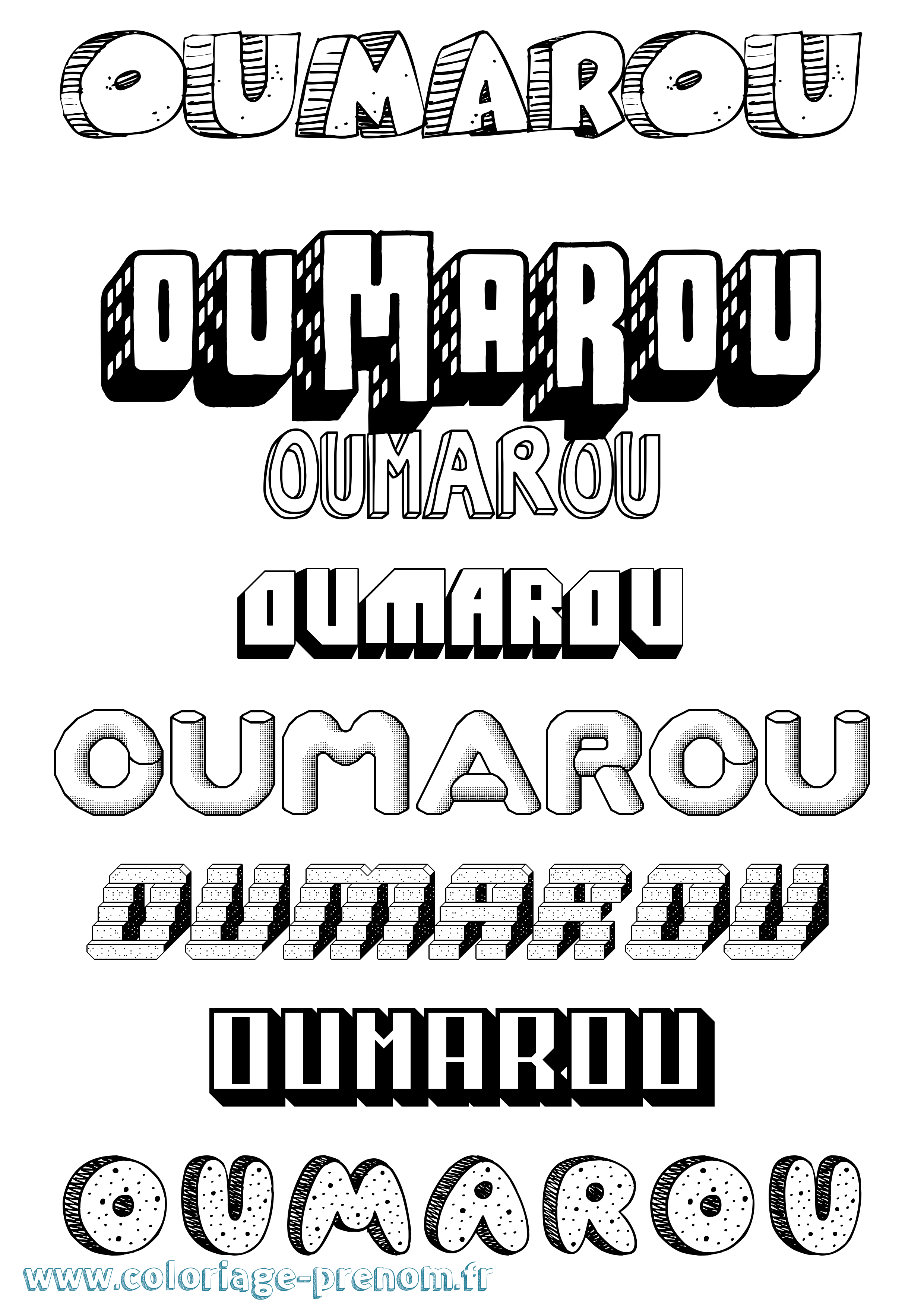 Coloriage Oumarou Effet 3D Coloriage prénom Oumarou Effet 3D