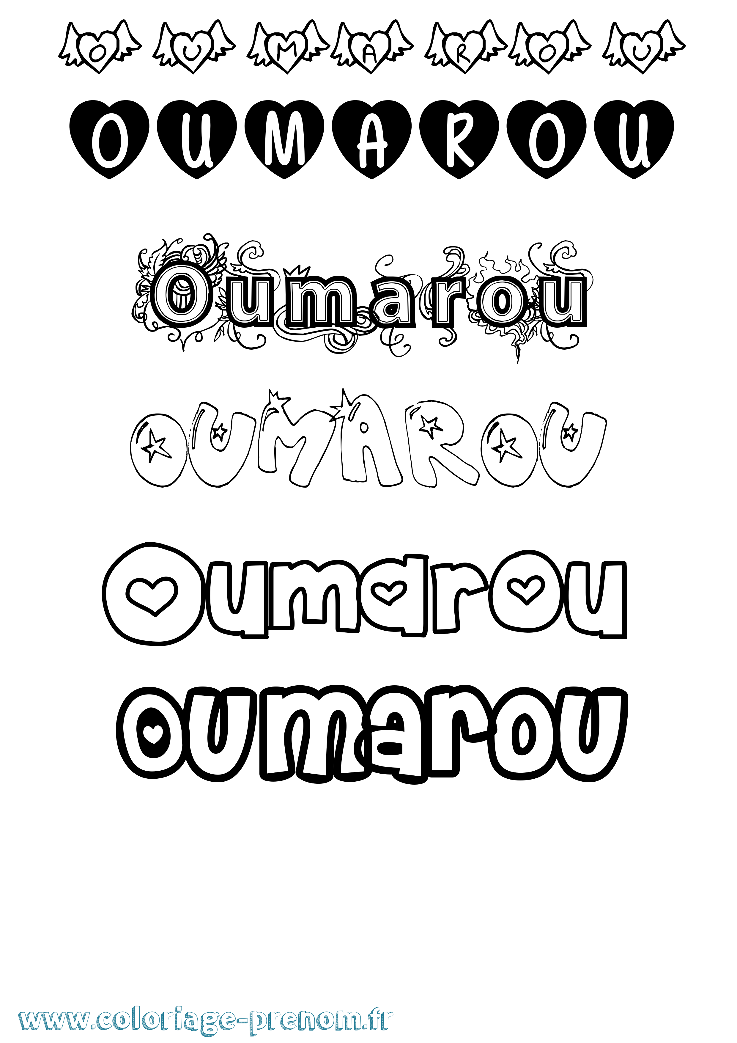 Coloriage Oumarou Girly Coloriage prénom Oumarou Girly
